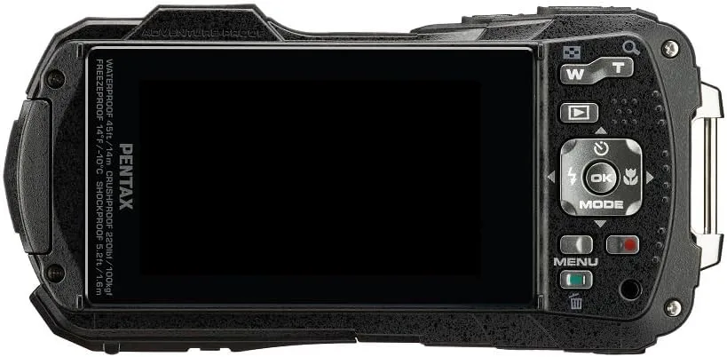 PENTAX WG-90 Black Waterproof Camera, Shockproof, Dustproof, Freezeproof, Built-in 6-LED Ring Light for Macro Photography, Underwater Shooting Mode
