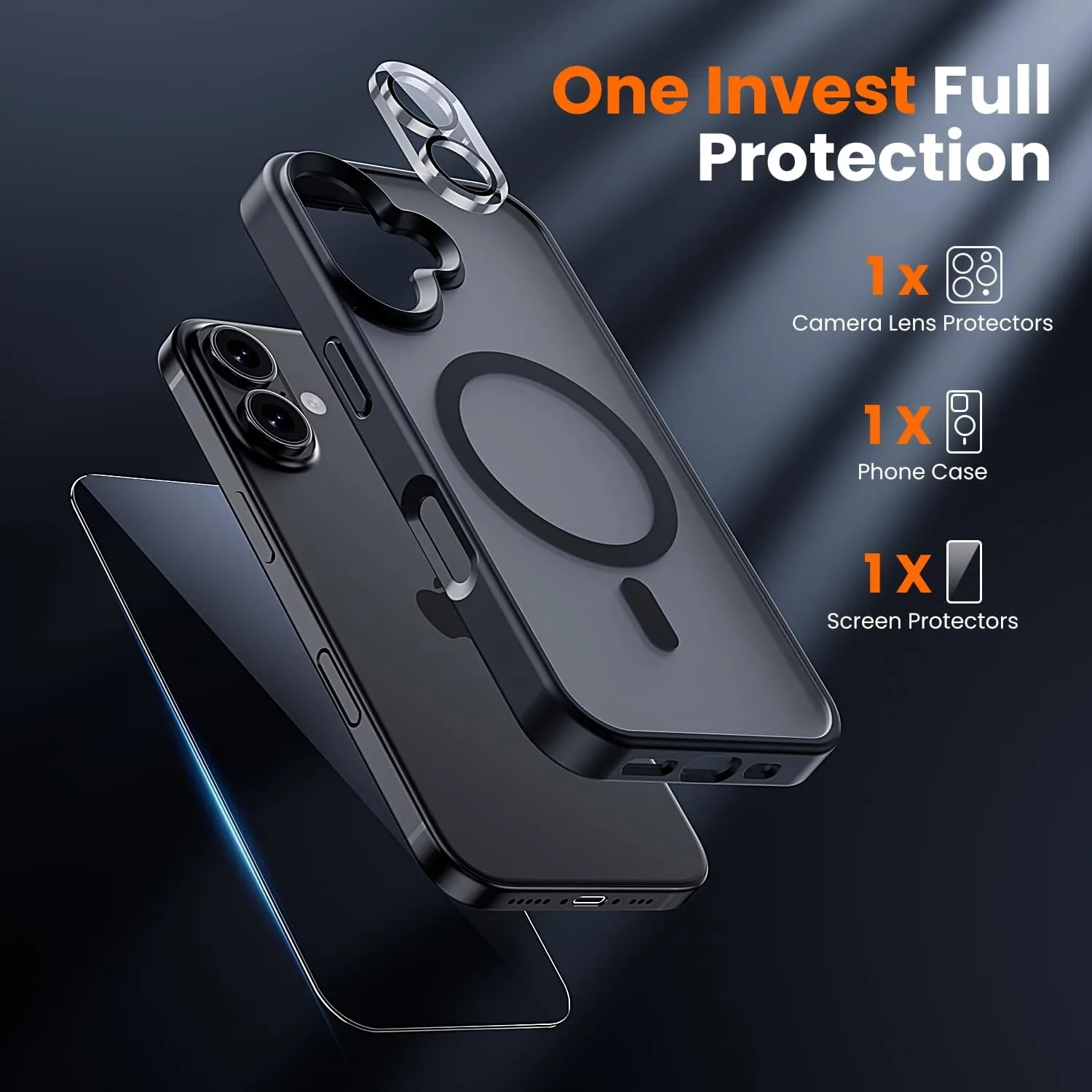 toushion 3 in 1 for iPhone 16 Case Matte Black