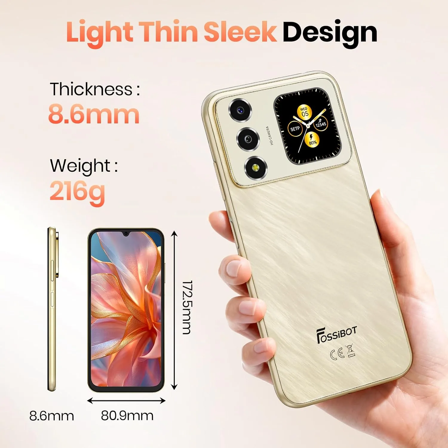 FOSSIBOT S7 Android 16 Unlocked Phones,16GB+128GB+2TB Smarthone