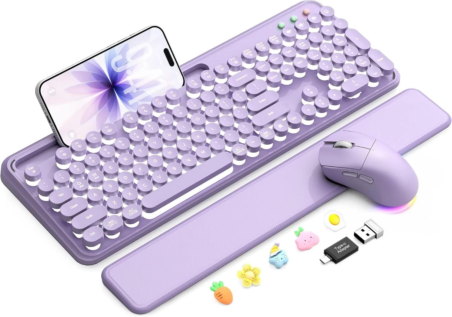 Wireless Keyboard and Mouse, Backlit Typewriter with Magnetic Wrist Rest