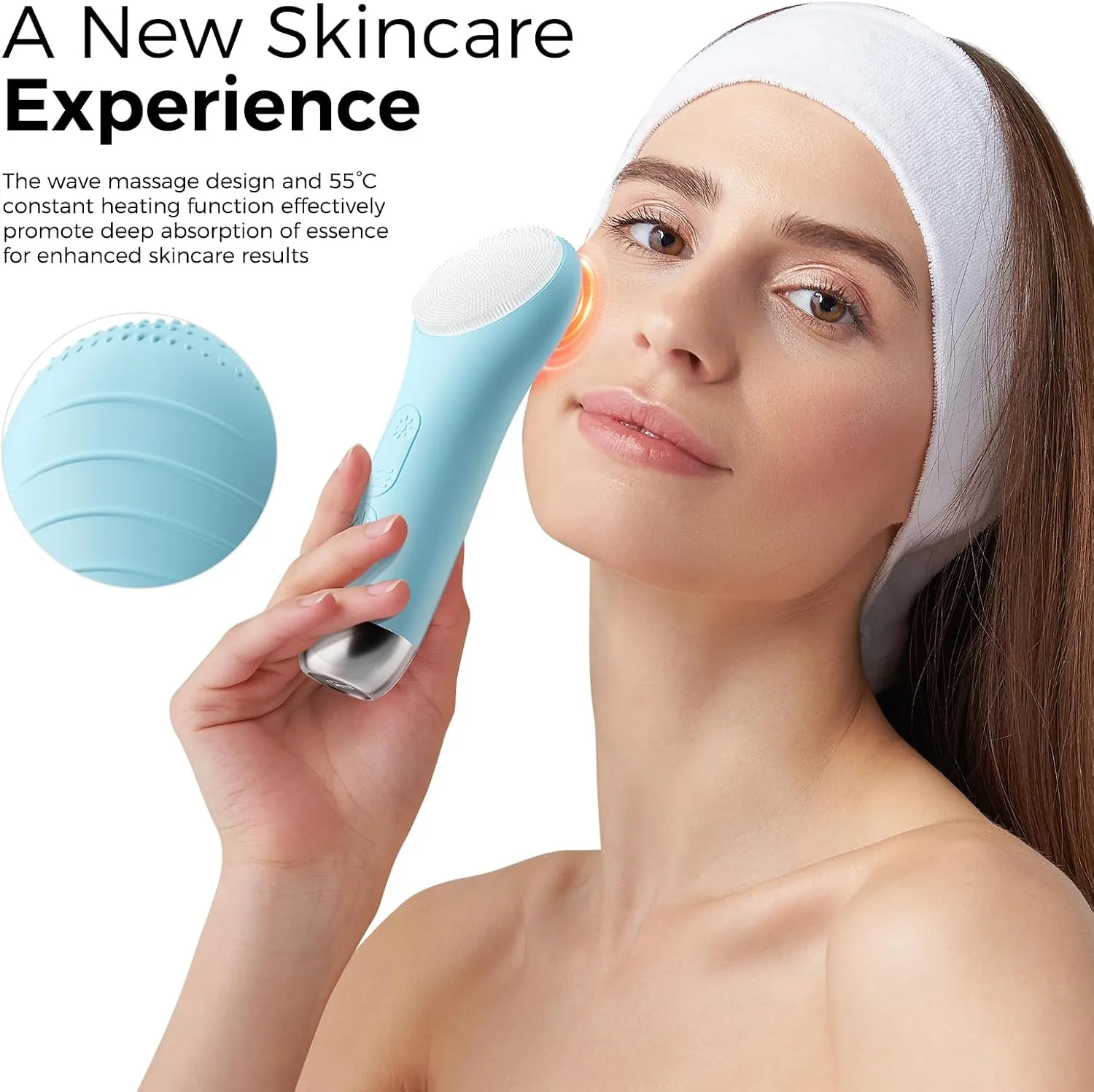 Ccigedy Rechargeable Face Scrubber, Electric Facial Cleansing Brush (Blue)