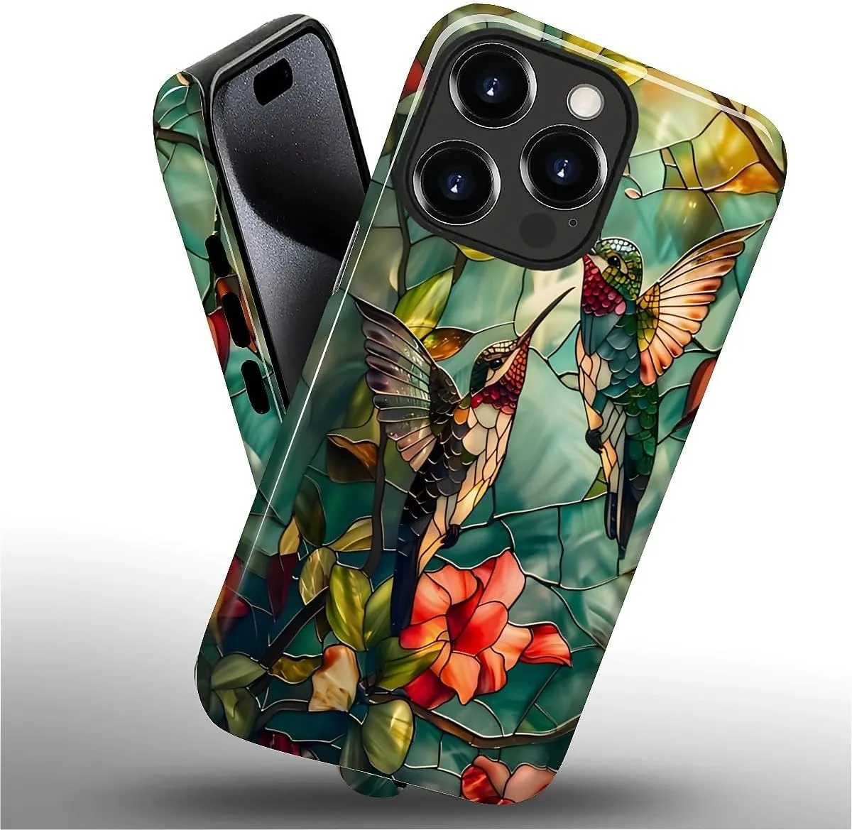 DAIZAG Case for iPhone 15 Pro Max,Mixed 2 Layer Design Shockproof Soft TPU Ddouble Protection Phone Case for iPhone 15 Pro Max-Gorgeous Hummingbird