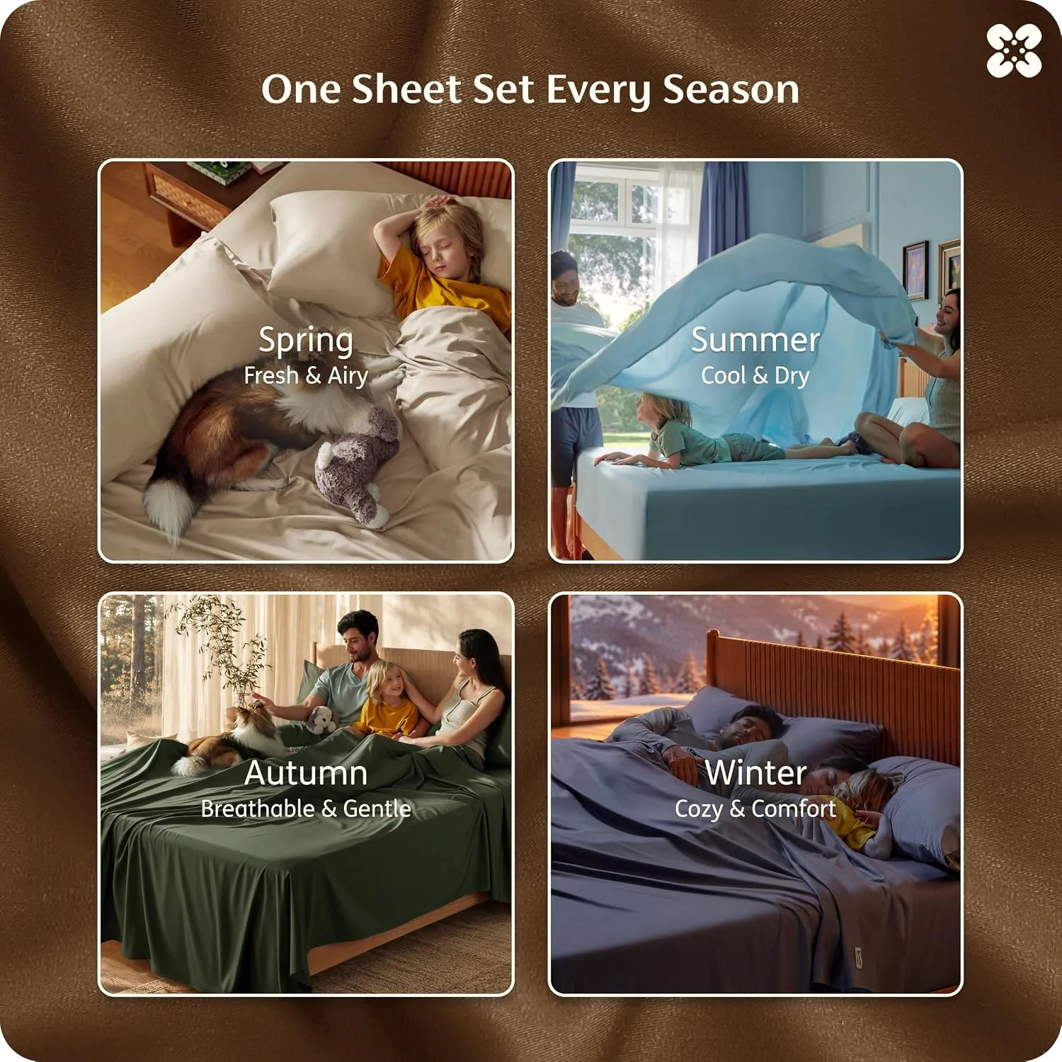 Bedsure PureWoven 100% Rayon Derived from Bamboo, Full Size Sheets, 4 PCS