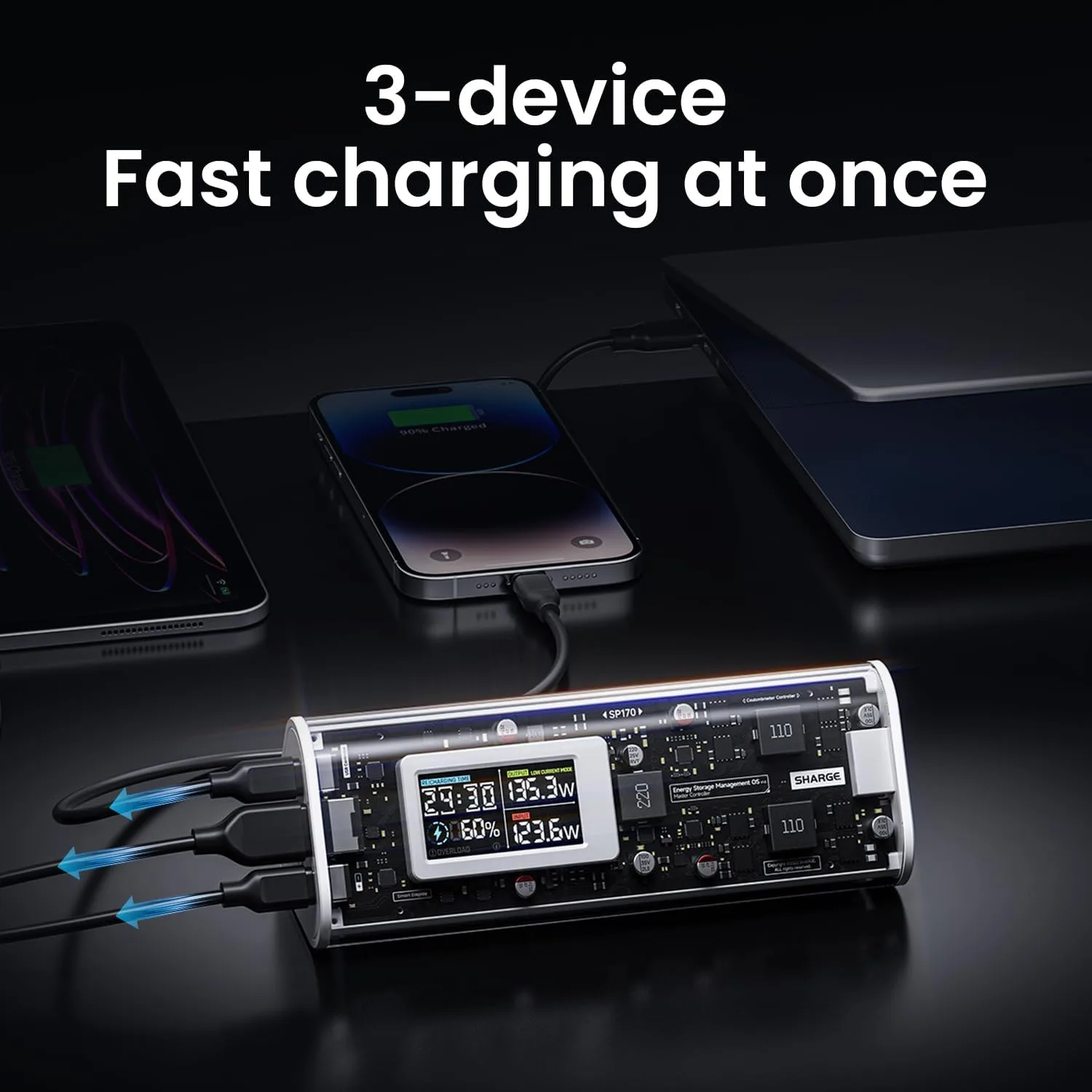 SHARGEEK 170 Power Bank, 140W Portable Charger 24000mAh