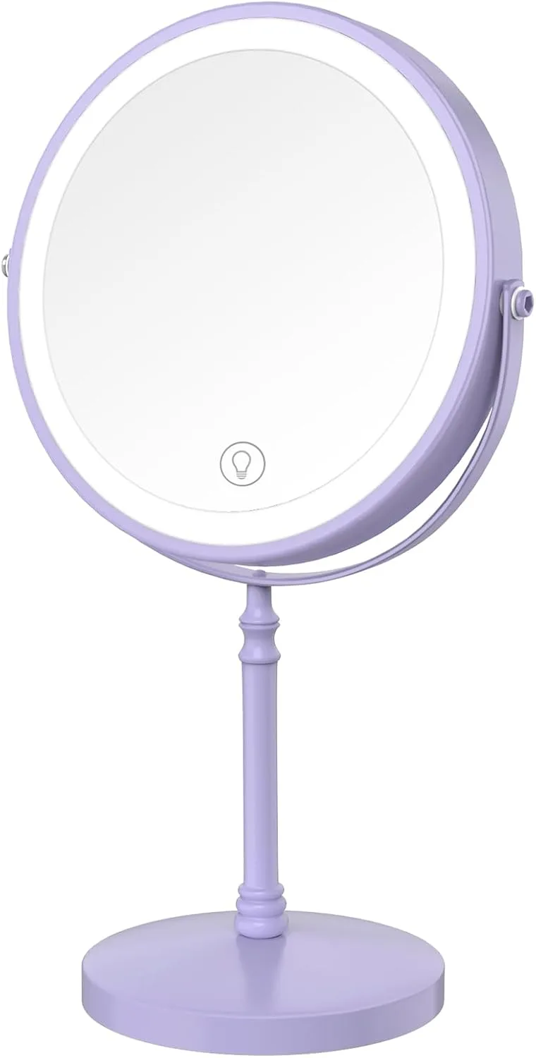 DEIOVWXS Makeup Mirror, Rechargeable Vanity Mirror with 3 Lights, 1X/10X
