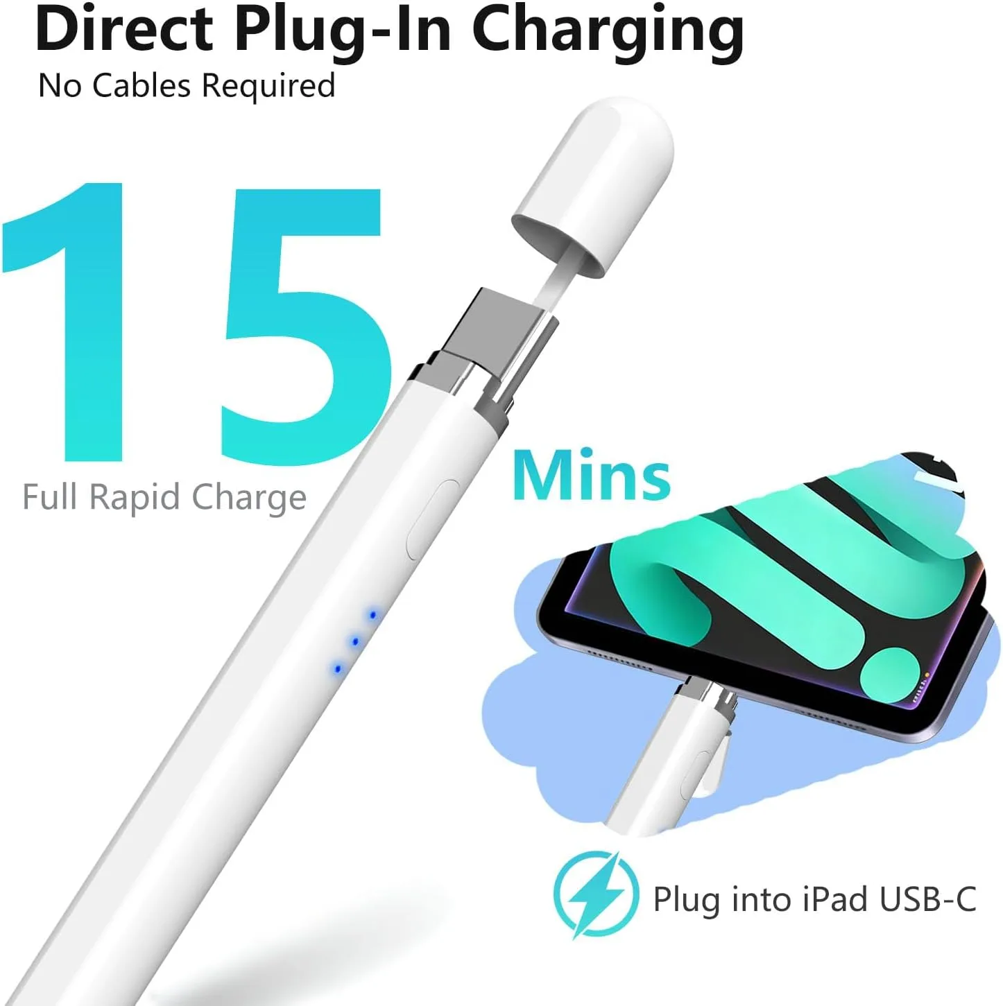【2Pack】 Stylus Pen for iPad 2018–2026, Wireless Charging iPad Pencil 2nd Generation &1st Generation with Tilt Sensitivity& Palm Rejection, 2X Fast Charge Pencil for iPad A16 Pro 11/12.9/13, Air, Mini