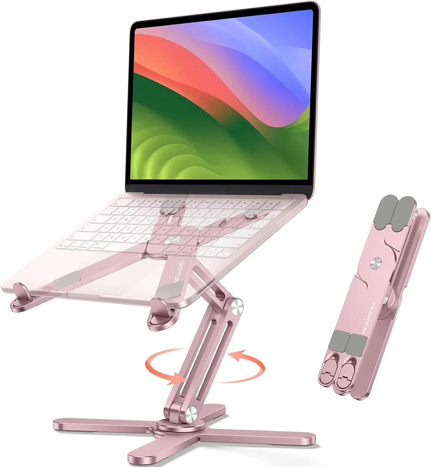 OMOTON LA10 360° Rotating Laptop Stand Riser Foldable for Desk, Pink