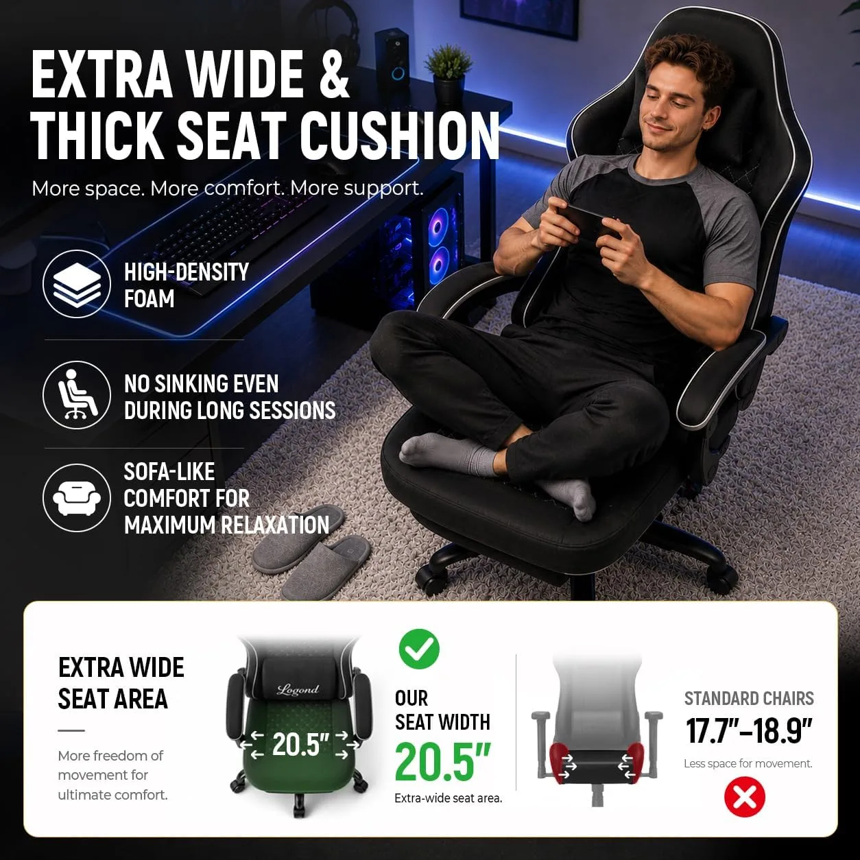 Gaming Chair for Adults with Footrest, Ergonomic Computer Chair, 330 lb