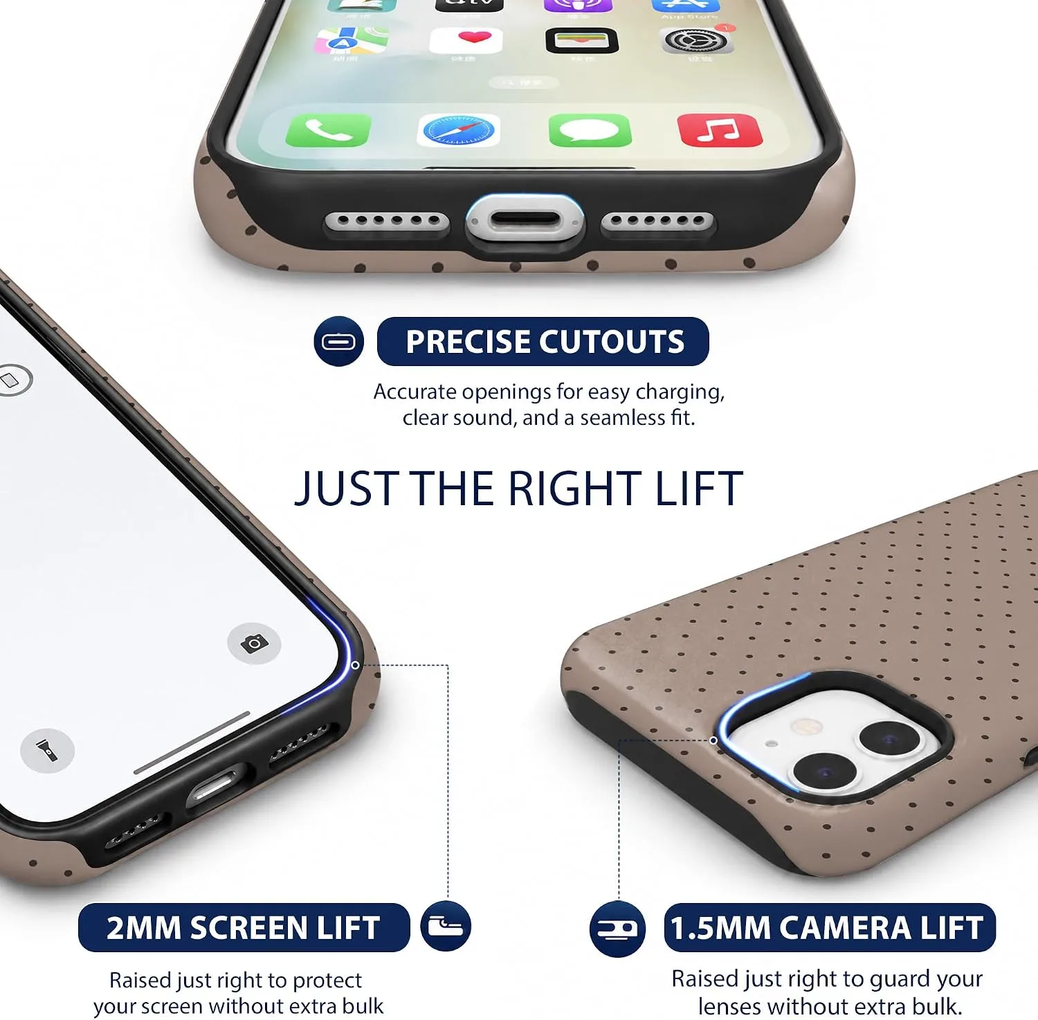 Magnetic for iPhone 11 Phone Case, Cute Brown & White Polka Dot