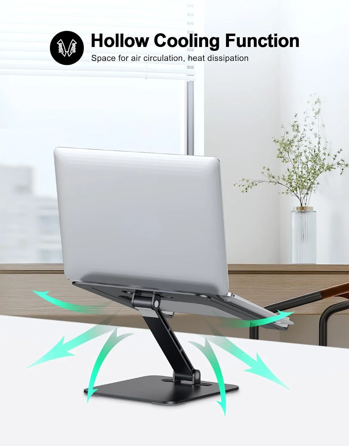 RIWUCT Aluminum Alloy Laptop Stand for Desk, Foldable Laptop Riser Holder
