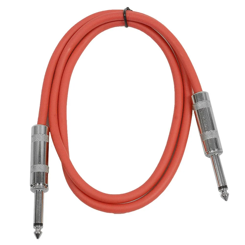 Seismic Audio SASTSX-3Red-6PK 3-Feet TS 1/4-Inch Guitar, Instrument, or Patch Cable, Red