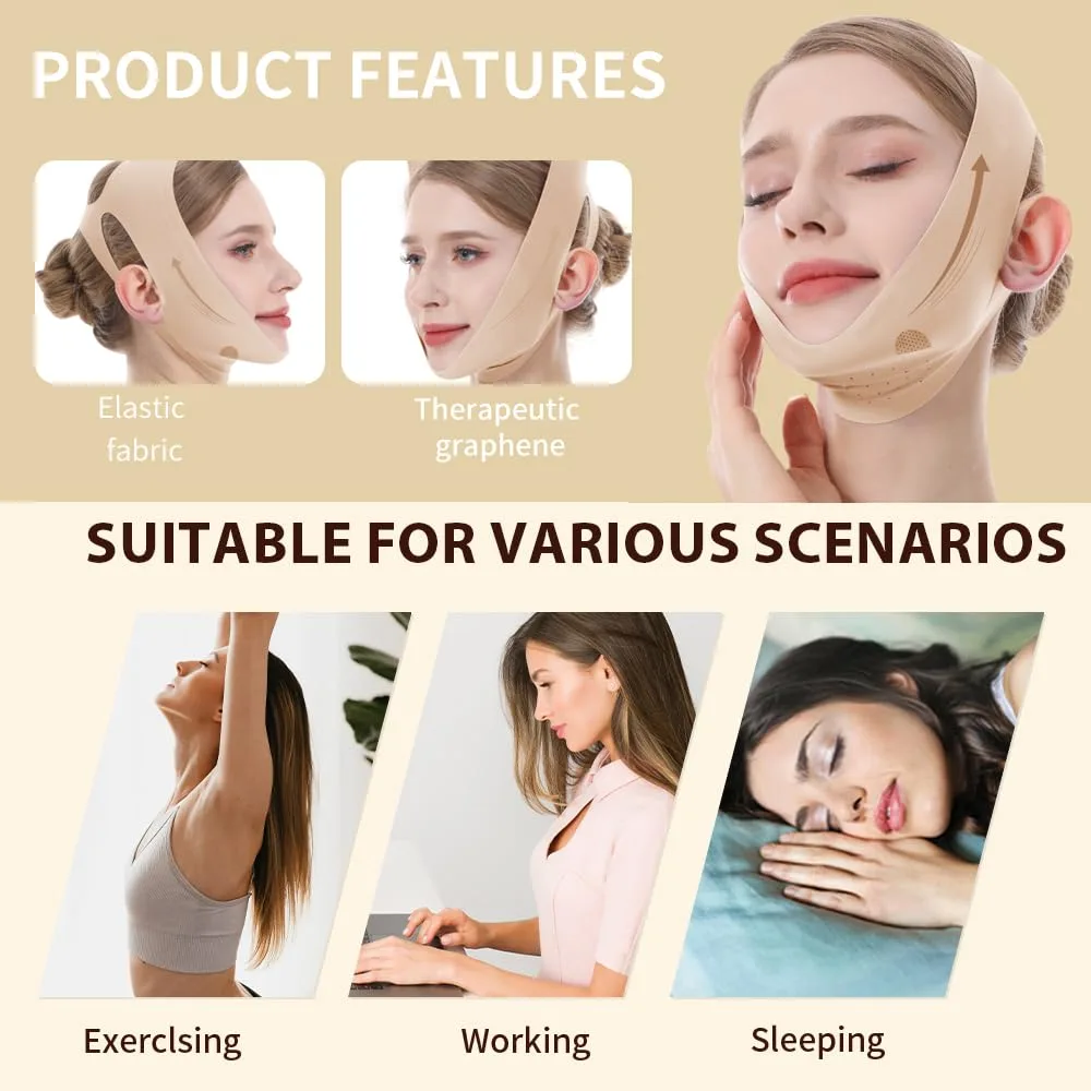 V-Line Lifting Mask, Chin Strap for Sleeping, Jawline Wrap, Medium, Beige