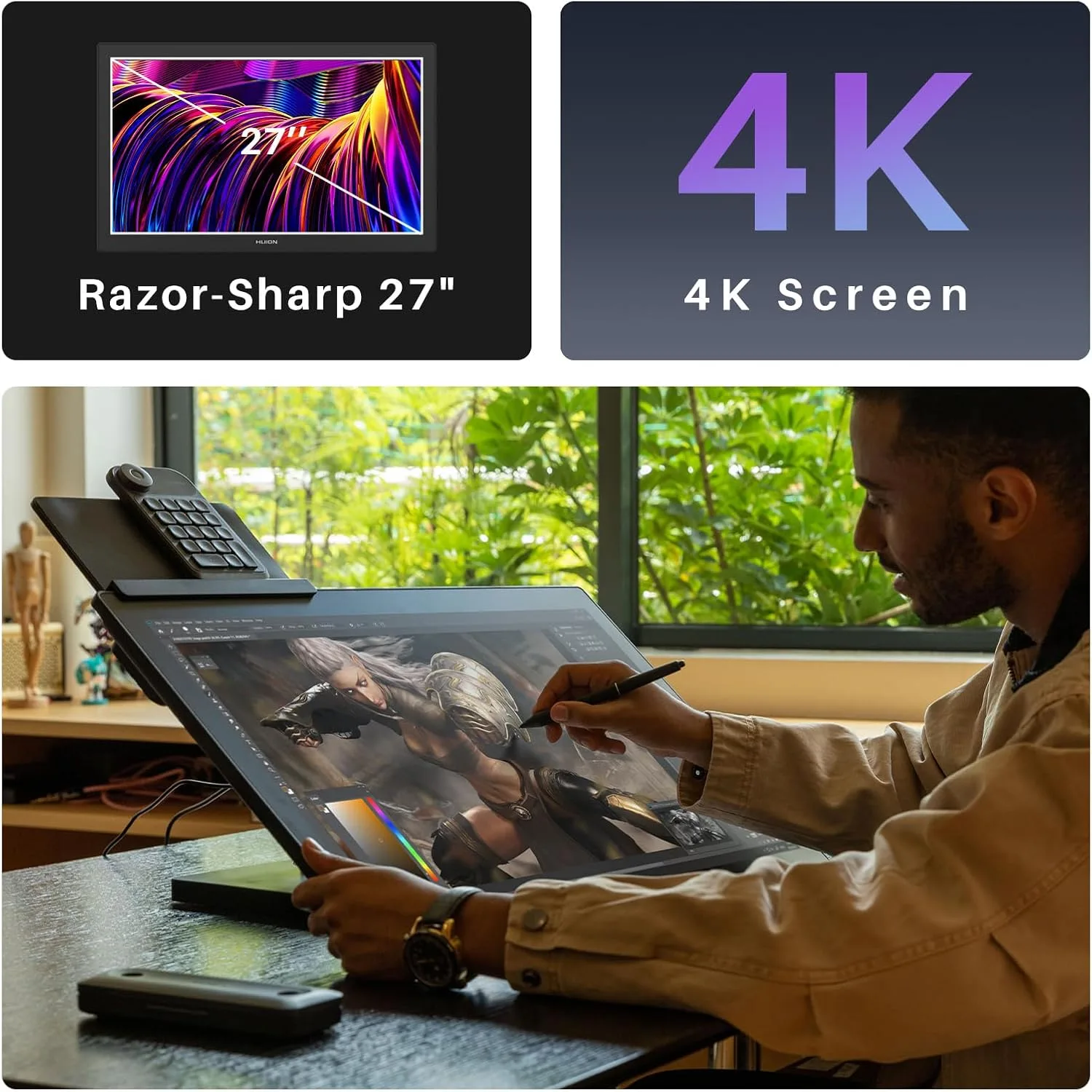 HUION KAMVAS Pro 27 4K UHD Drawing Tablet with Screen 98% Adobe RGB