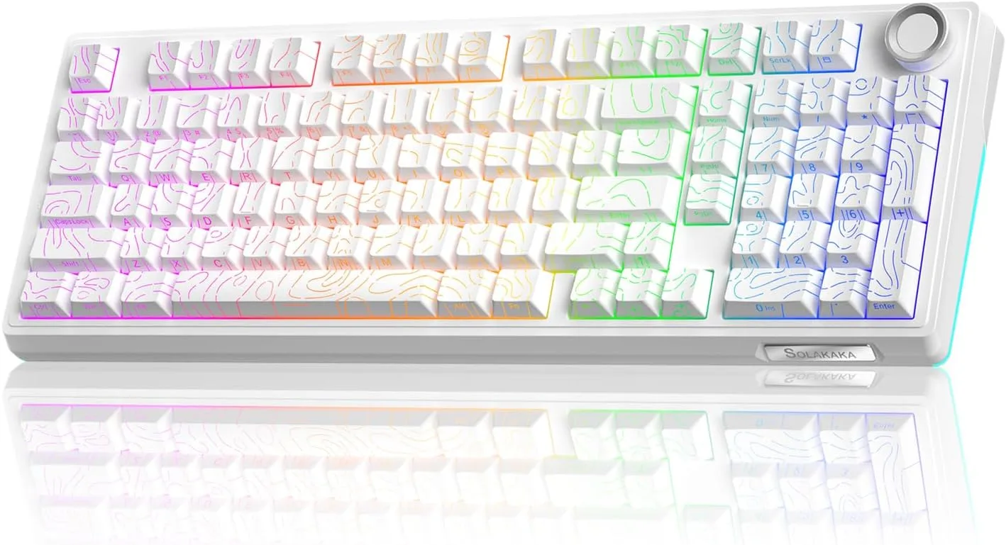 Teclado Gamer Solakaka KI99 Pro 96% Wireless RGB Hot-Swappable Blanco Contorno