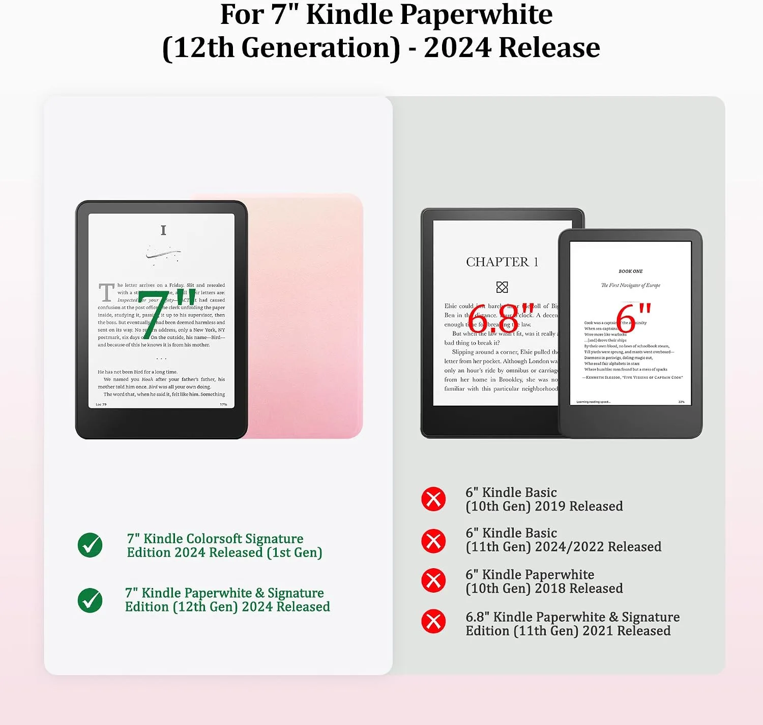 SESENSE Magnetic Case for 7'' Kindle Paperwhite 12th Gen 2024 & Colorsoft