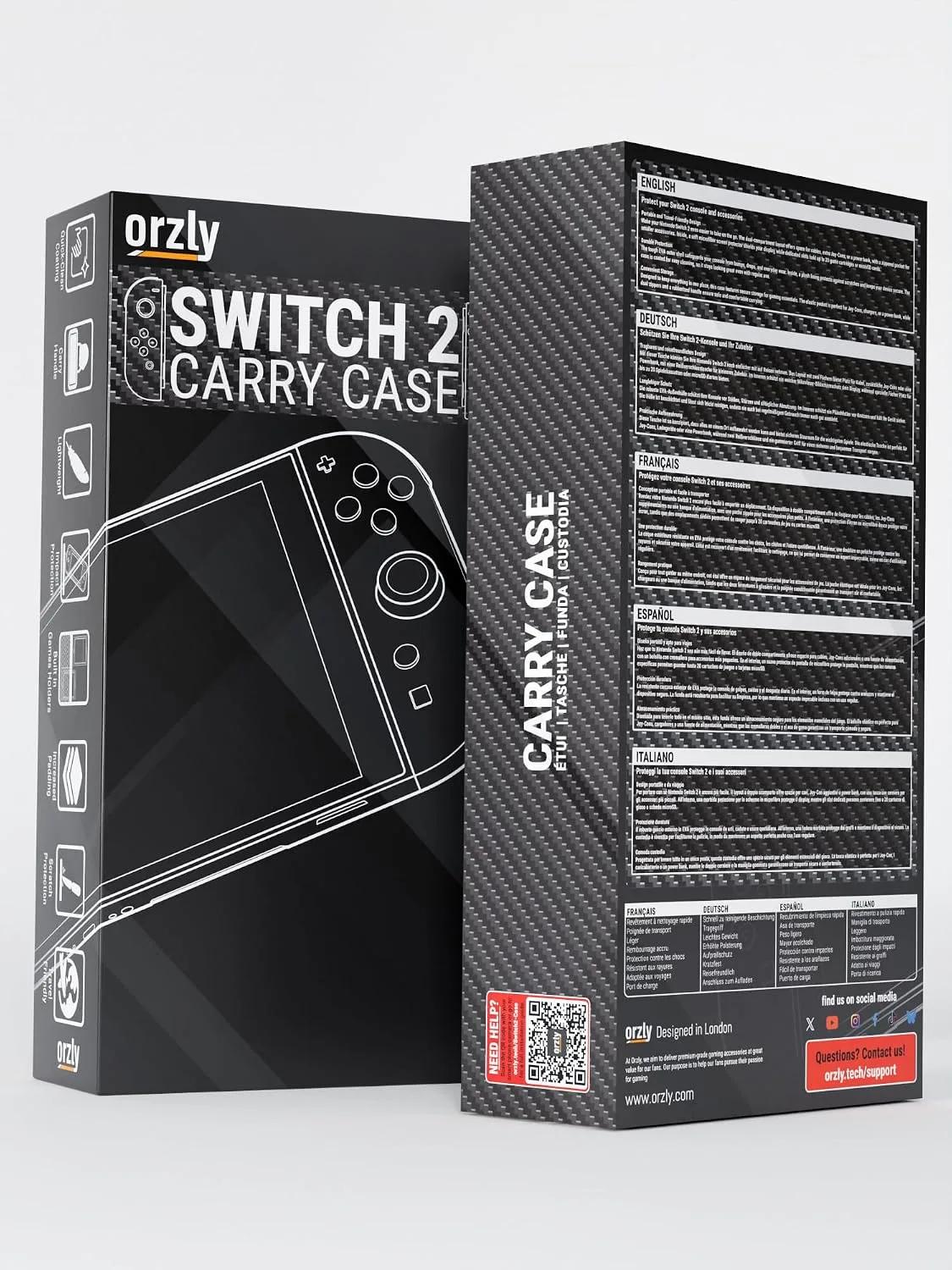 Orzly Case Compatible with Nintendo Switch 2 – Protective Travel Carry Case with Screen Padding, Game Card & microSD Slots, Zipped & Open Pockets for Accessories – 7.9" Gift Boxed