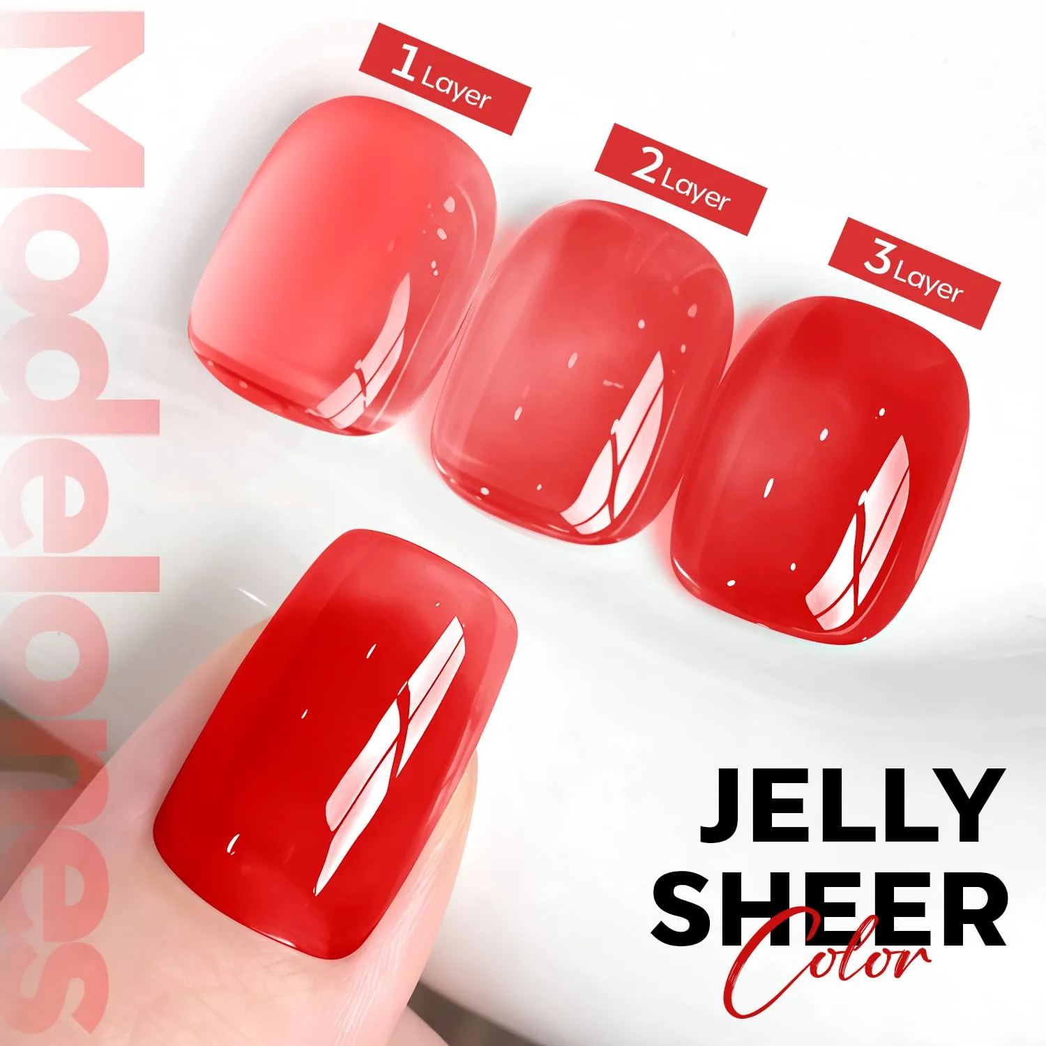 modelones Red Jelly Gel Nail Polish Translucent Gel Polish