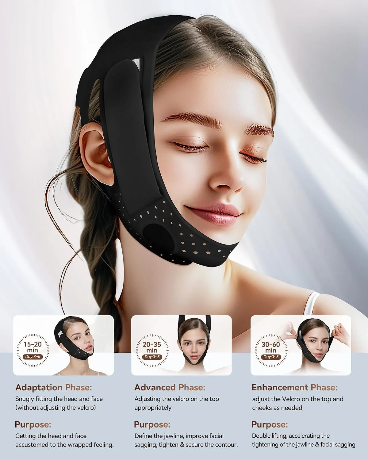 Reusable V Line Silicone Face Strap, Soft Silicone Chin Strap for Women