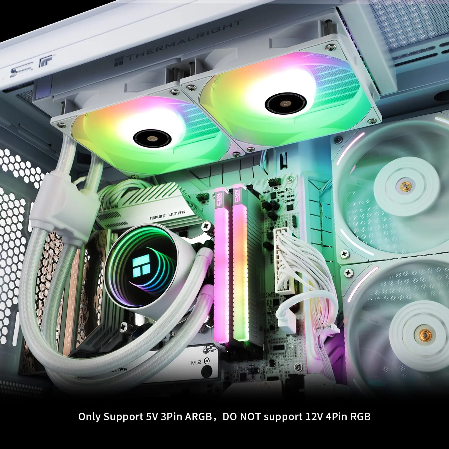 Thermalright Frozen Notte 240 White ARGB V2 Water Cooling CPU Cooler,240 White CPU Cooler Specifications, Double PWM Fans,S-FDB Bearings, Suitable for AMD/AM4 AM5, Intel LGA 1700/1150/1151/1200/2011