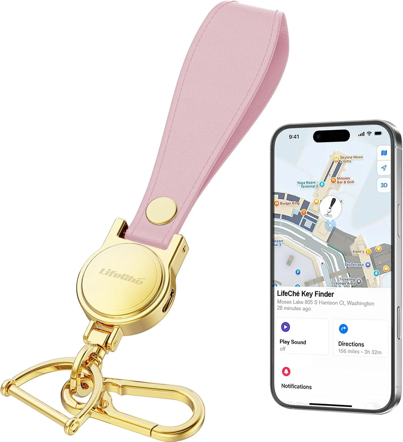 Find My Key Finder, Stainless Steel Keychain, Rechargeable Tracker