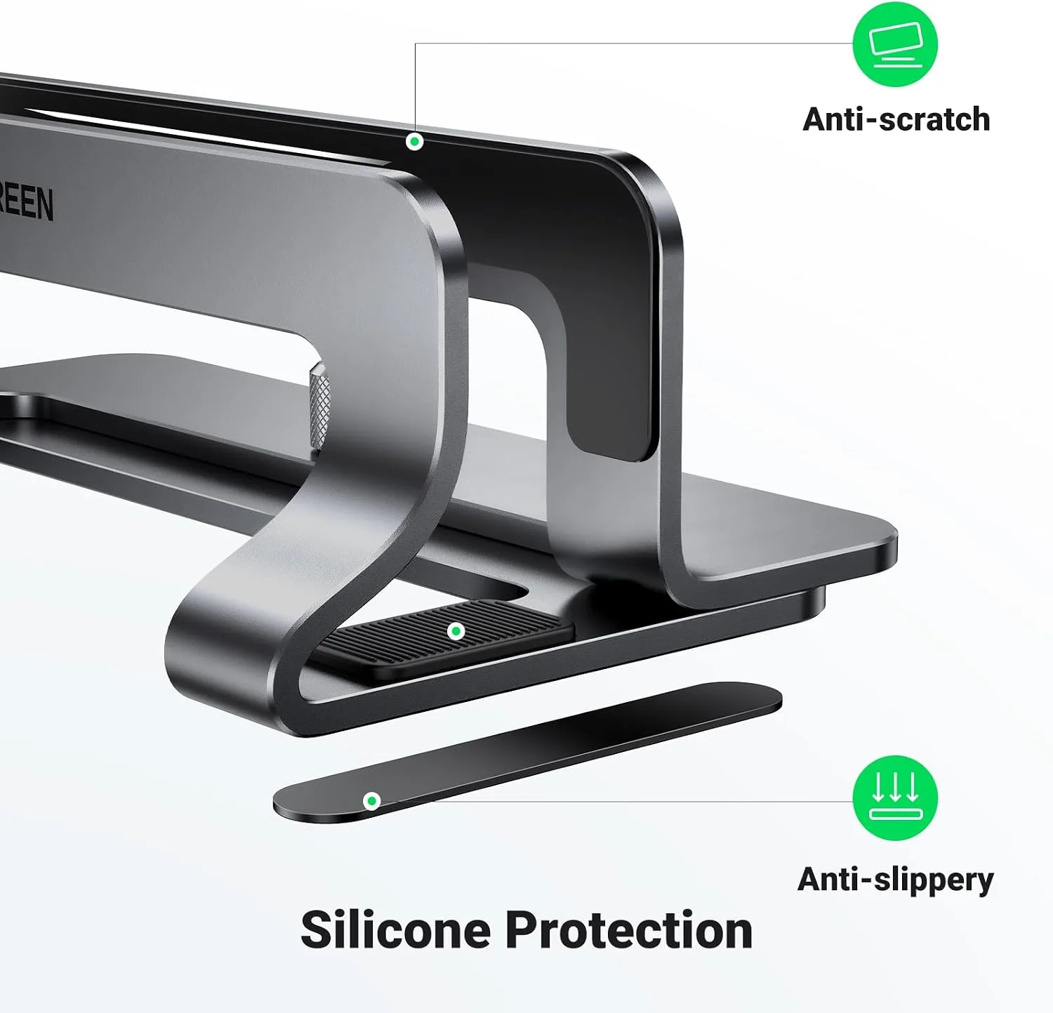 UGREEN Vertical Laptop Stand Holder for Desk Compatible with MacBook Pro, MacBook Air Stand Vertical Aluminum Adjustable for Up to 17.3 Inch Gaming Laptop, Gray