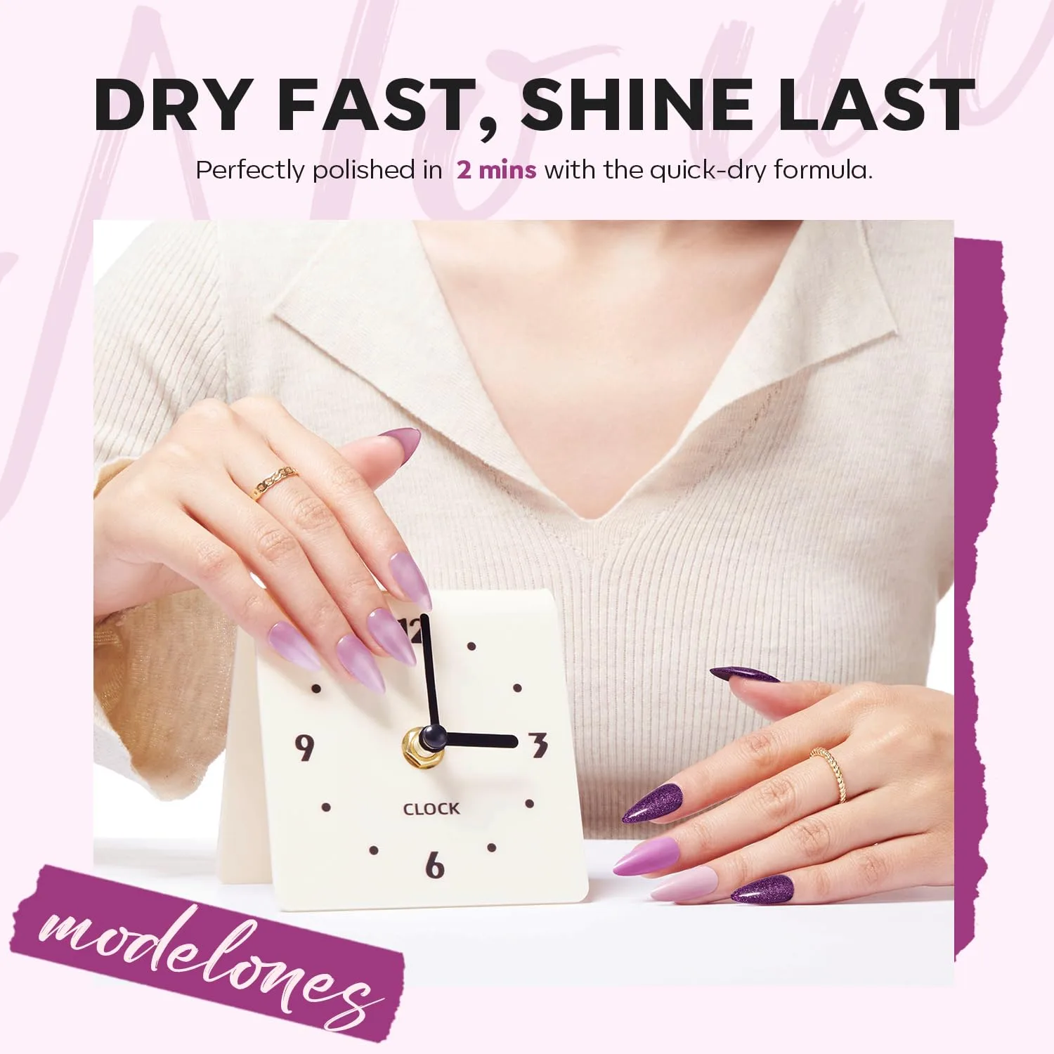 modelones Purple Nail Polish, 6 Colors Fall Nude Pink Nail Polish Set