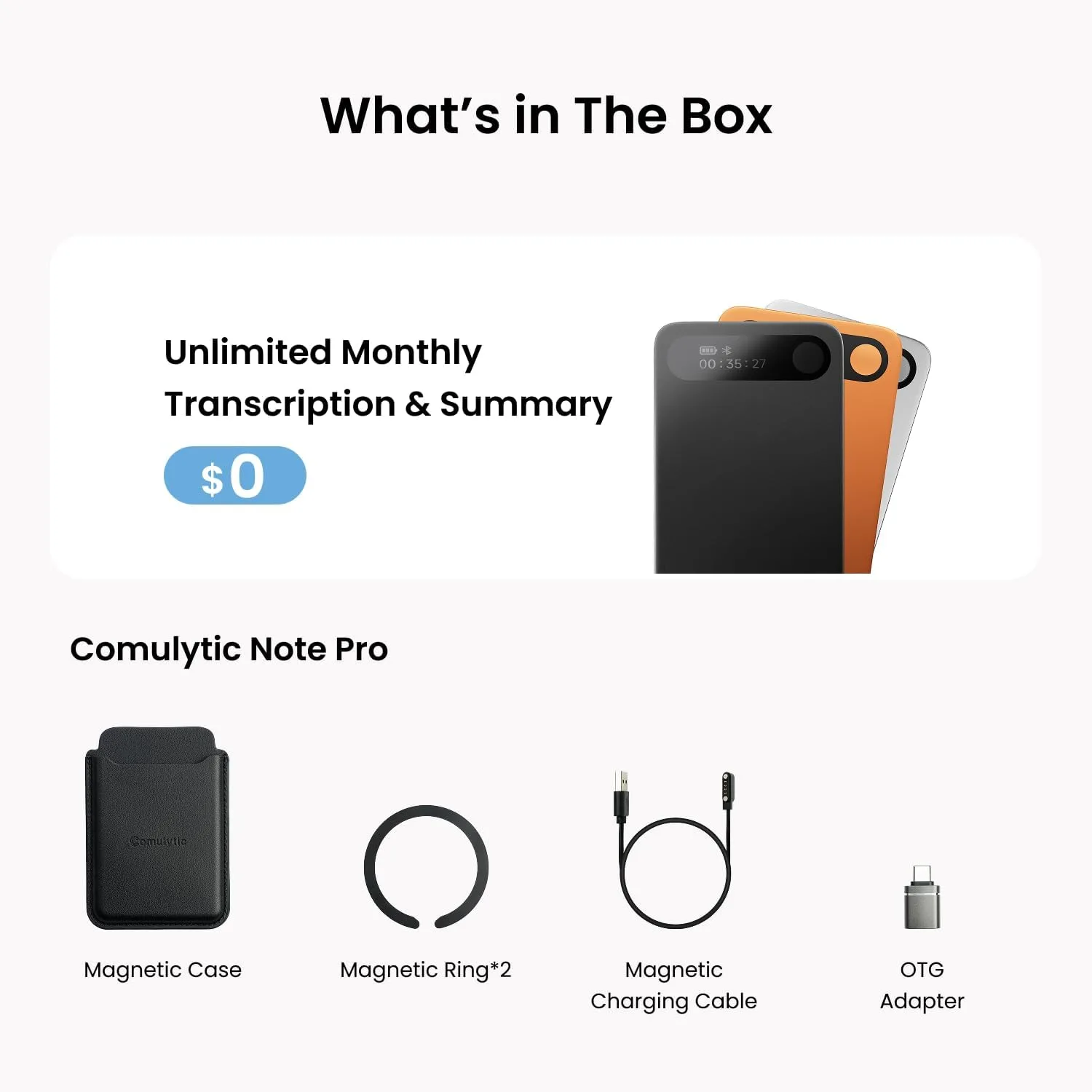 Comulytic Note Pro AI Voice Recorder, AI Note Taking Recording Device