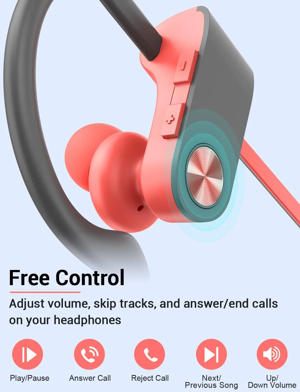 Bluetooth 5.3 Headphones, Wireless Sports In-Ear Earbuds IPX7 Waterproof