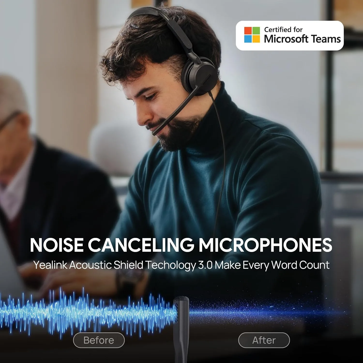 Yealink UH42 USB-C/A Wired Headset,AI Noise Cancelling Mic,in-Line Controls
