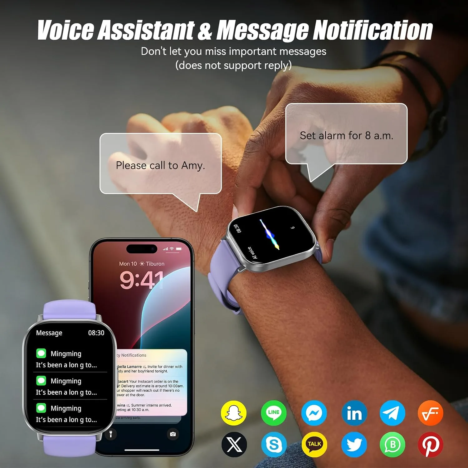 Smart Watch for Men Women, 2.01" HD Fitness Tracker with Heart Rate and Sleep Monitor, Bluetooth Calls & Notifications, 120+ Sport Modes, IP67 Waterproof, Compatible with Android & iOS, Purple