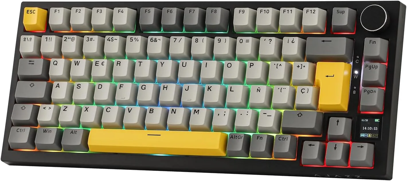EPOMAKER Ajazz AK820 PRO Teclado Mecánico Inalámbrico con Perilla