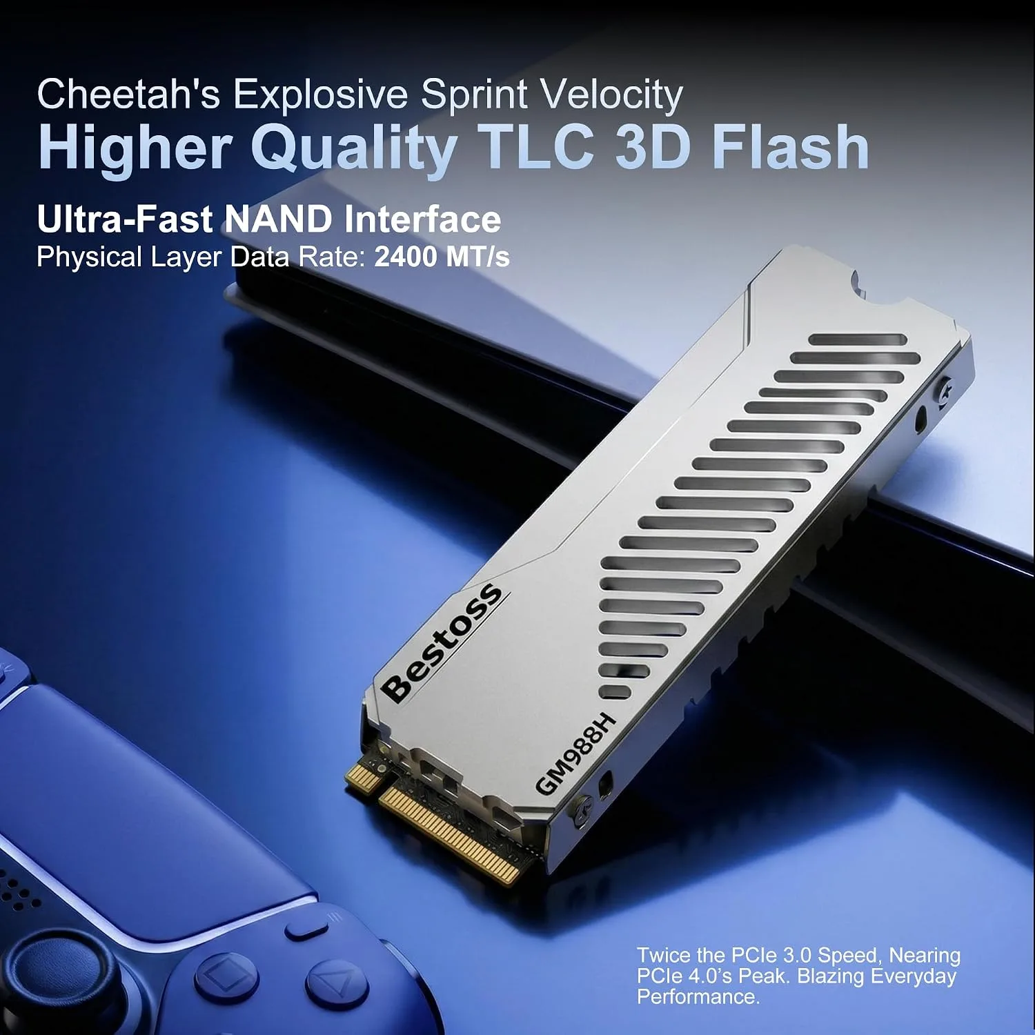 Bestoss 1TB PCIe Gen4 NVMe M.2 2280 SSD with Heatsink,PS5 Storage,7350MB/s