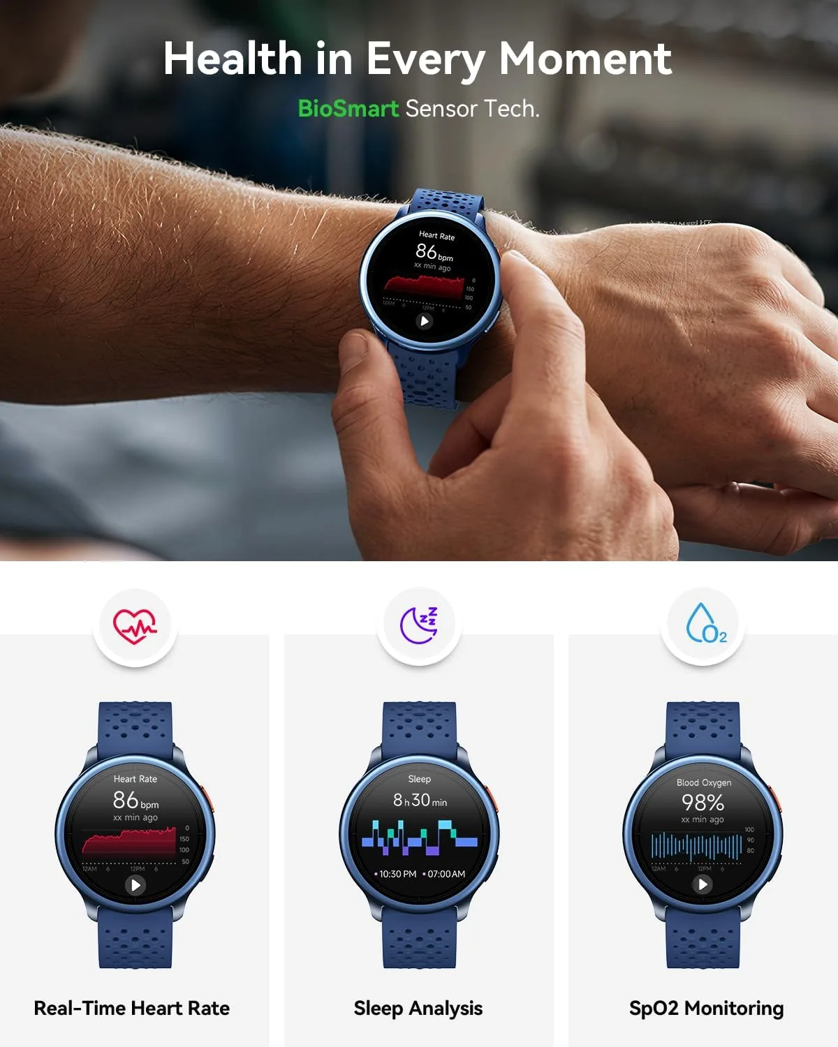 Quican Smart Watches for Women & Men, Compatible with iPhone & Android