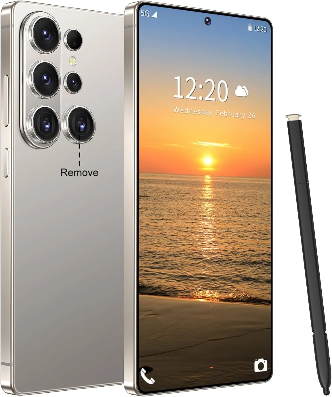 Huness 26 Ultra Unlocked Cell Phone,Built in Pen,16+1TB Unlocked Phone, Android 15 Battery 7000mAh 6.99" HD Screen Smartphone, 5G/Face ID/Fingerprint Lock/Dual SIM/GPS (Grey)