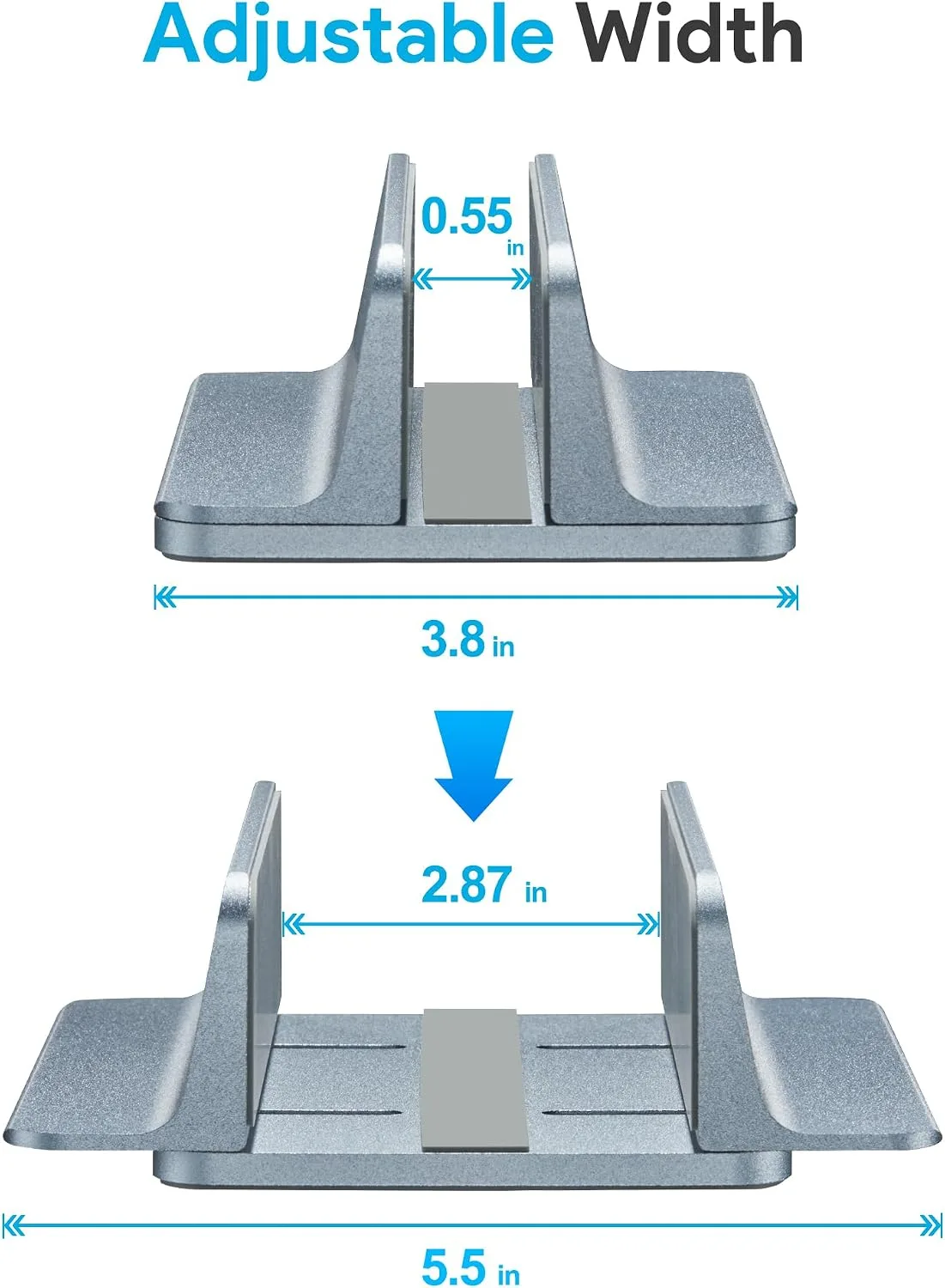 JARLINK Vertical Laptop Stand, Adjustable Aluminum Desktop Holder, Gray