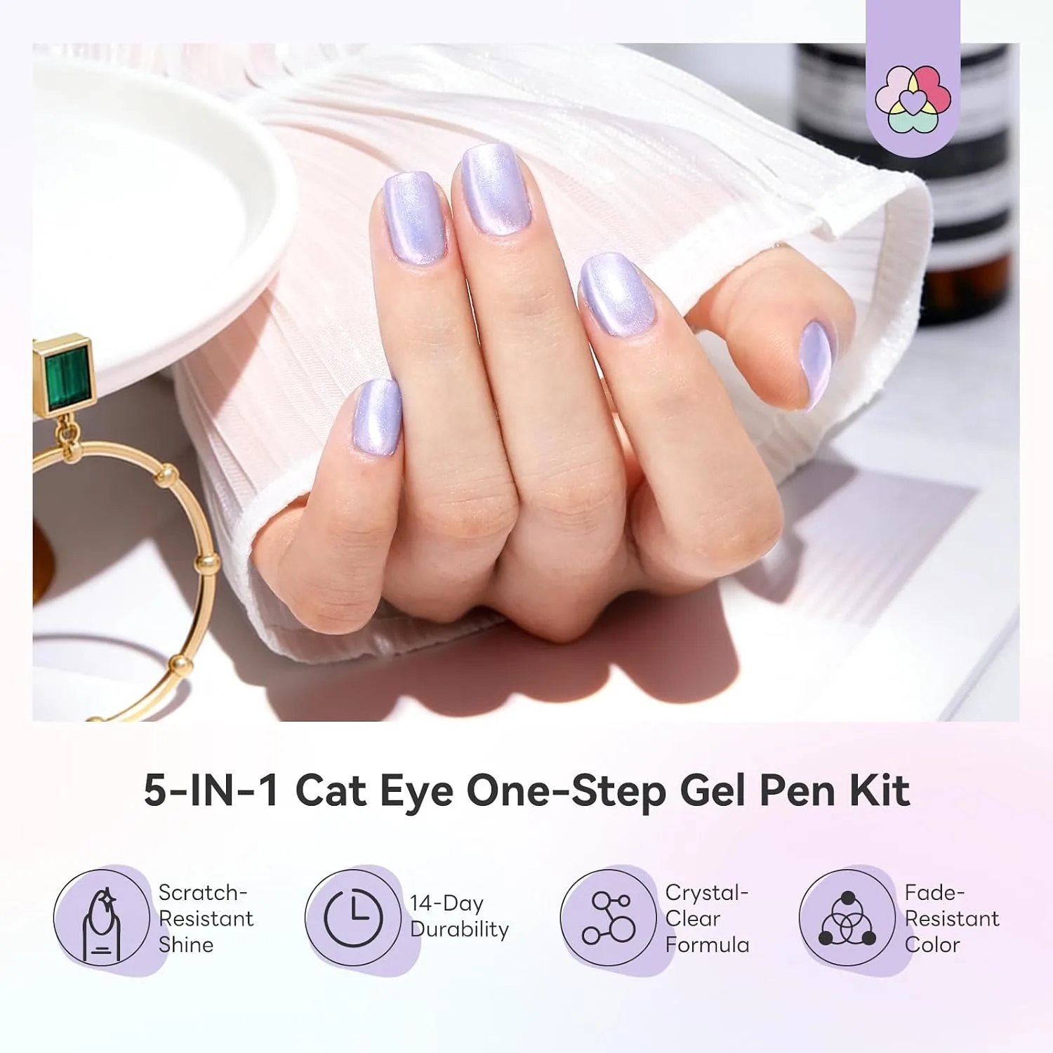 SAVILAND One Step Cat Eye Gel Nail Polish Pen Set with Portable U V Lamp