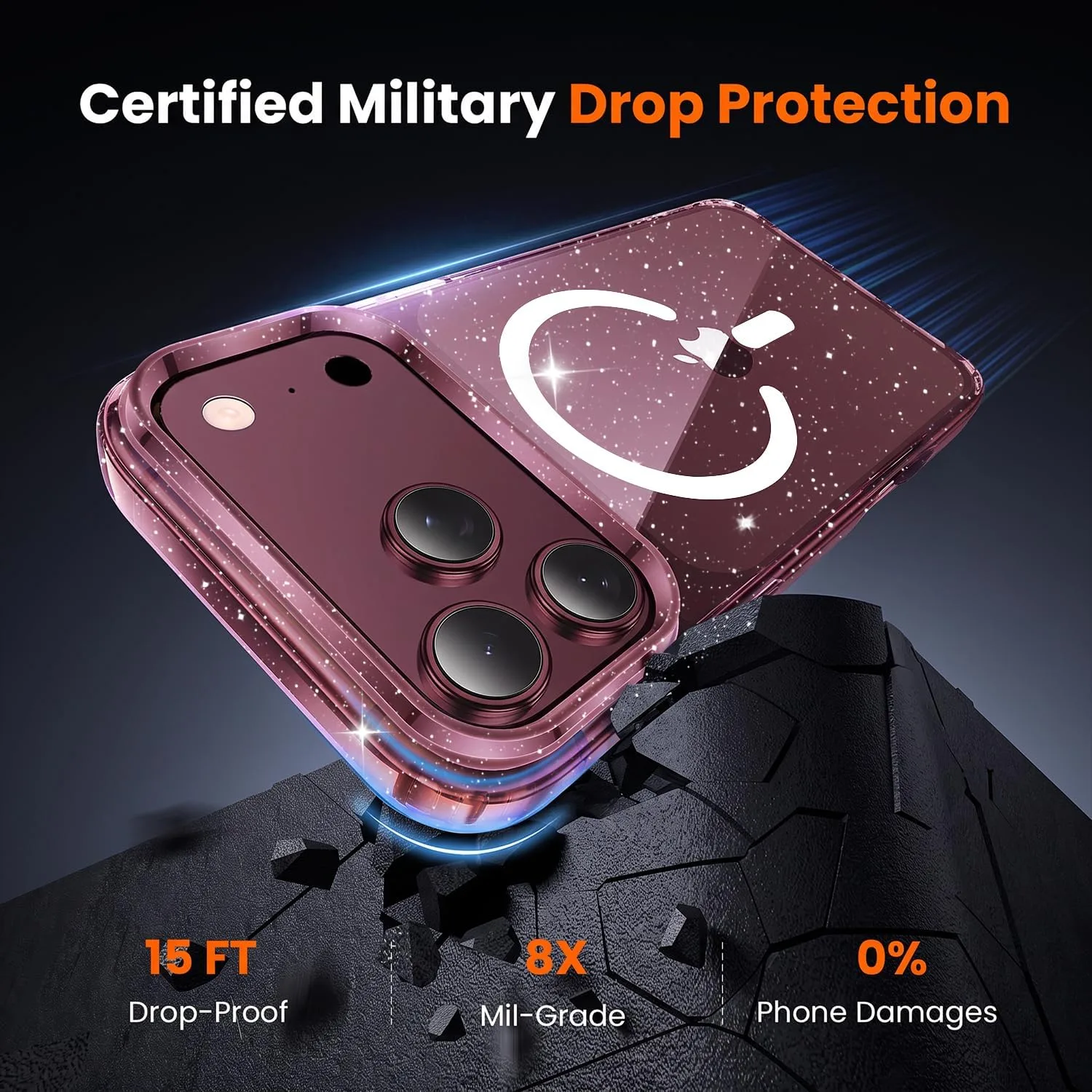 toushion 3 in 1 for iPhone 18 Pro Case Clear Glitter