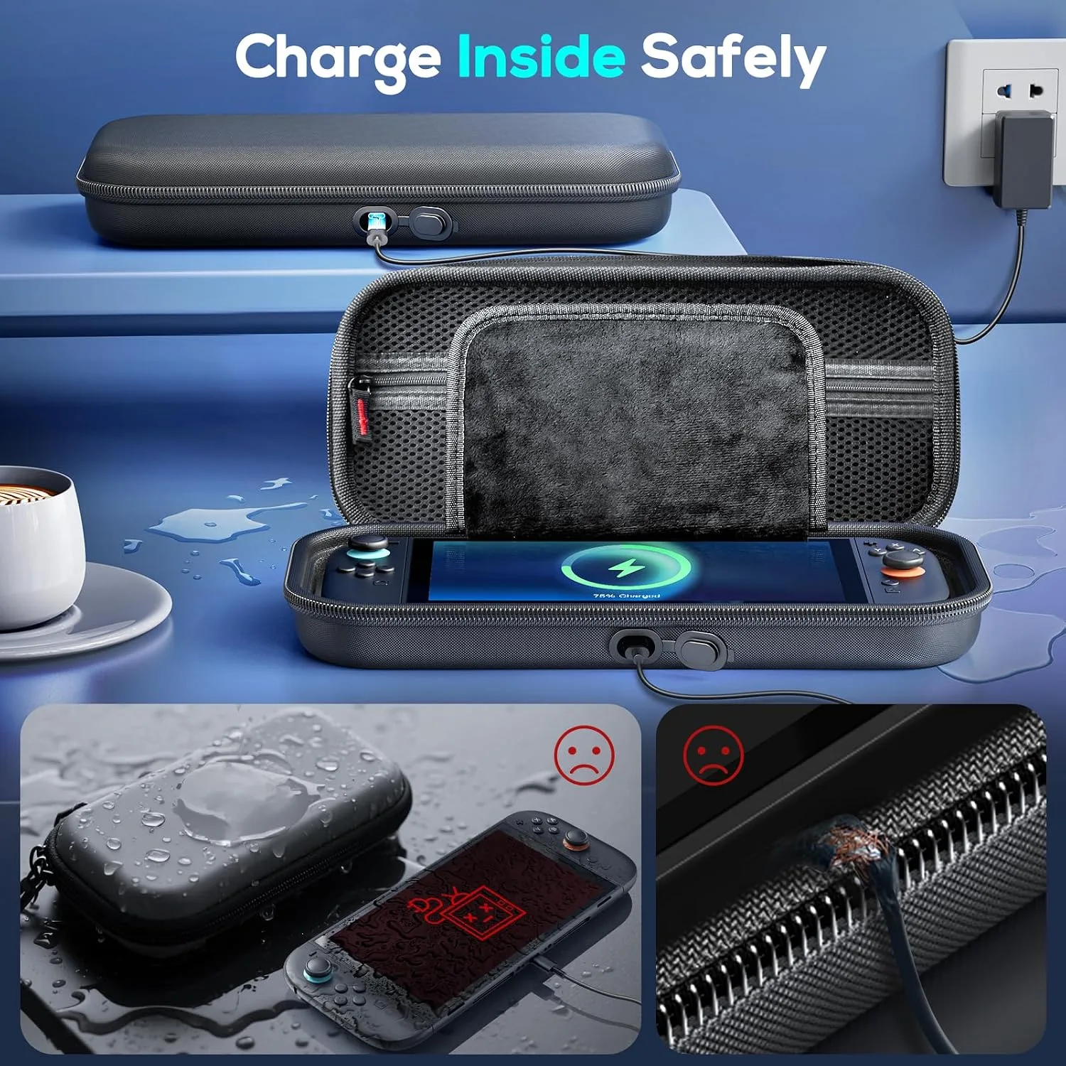 Auarte Switch Case for Switch 2 Console (2025)/OLED, [Charge Inside] Design