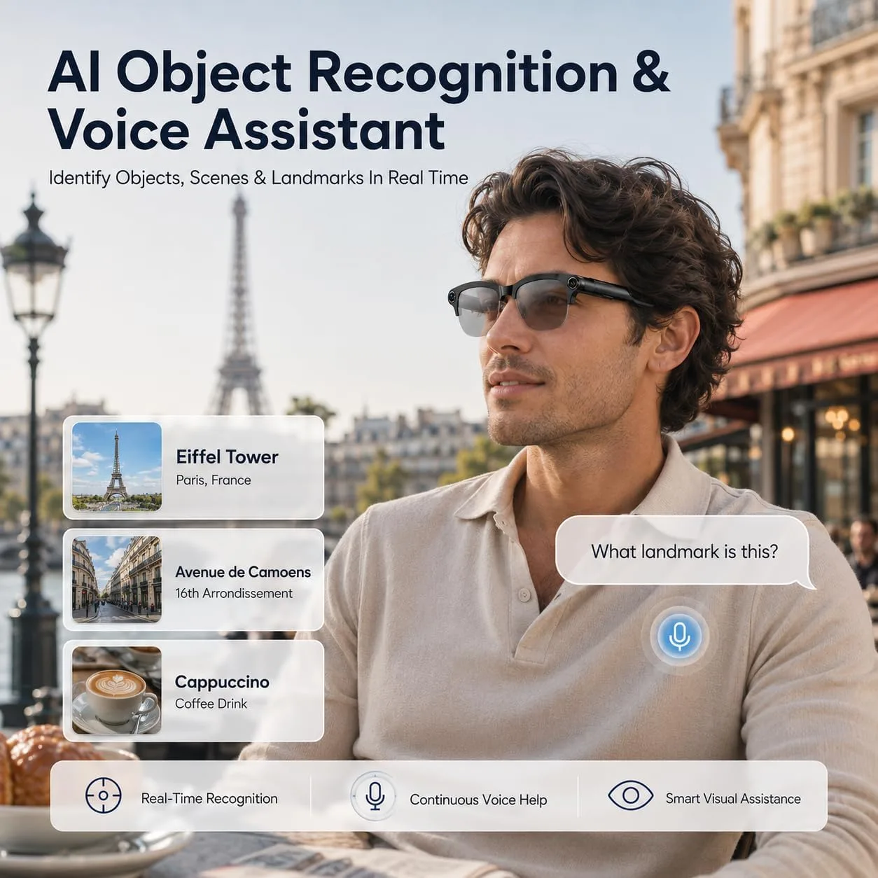 AI Smart Glasses with camera, 8MP HD Camera Glasses,Bluetooth Music & Calls