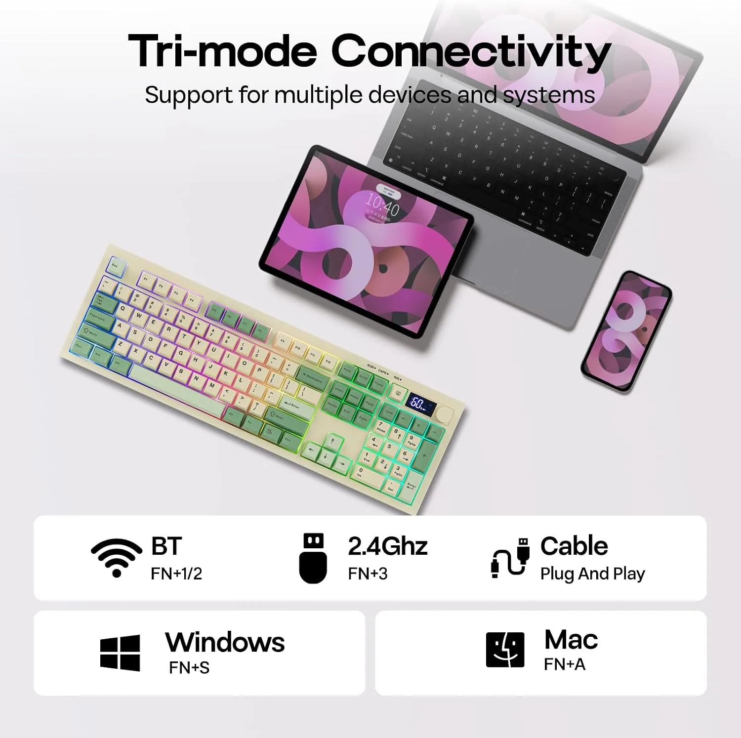 EPOMAKER Aula S102 PRO Membrane Gaming Keyboard w/TFT Screen & Volume Knob