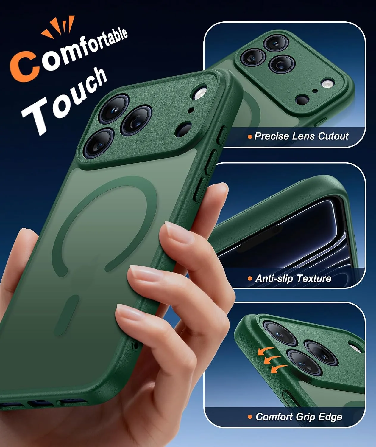 FNTCASE for iPhone 18 Pro Max / 17 Pro Max Case Fit for MagSafe Green