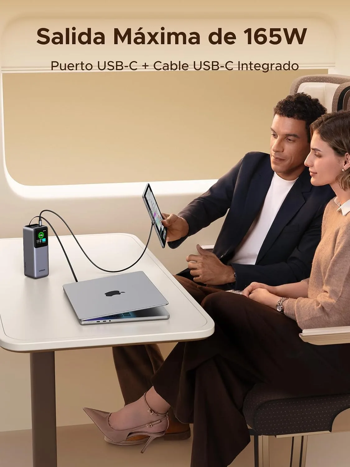 UGREEN Nexode 20000mAh 165W Power Bank for MacBook Pro 16, Built-in Cable