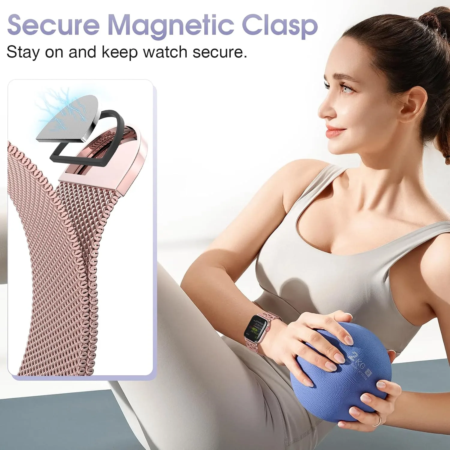 Sculpted Mesh Detail Size M/L Compatible with Apple Watch Bands for Women