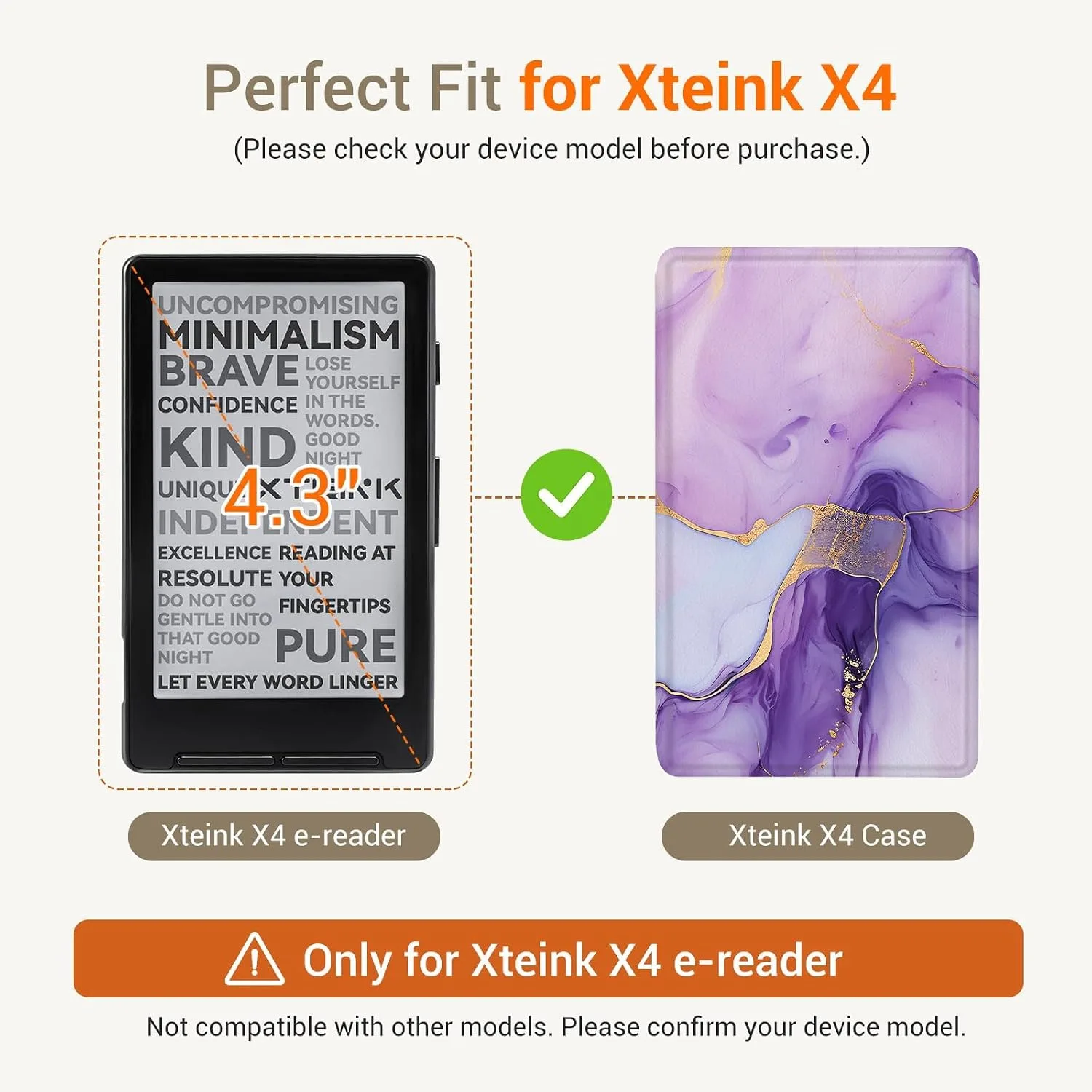 CoBak Magnetic Case for XTEINK X4, Ultra-Lightweight Protective Cover for Xteink X4 E-Reader, Secure Magnetic Attachment(Amethyst Veins)