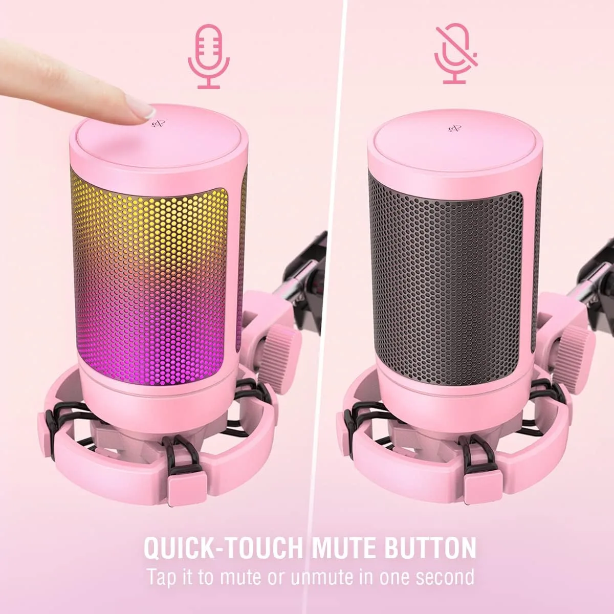 FIFINE A6T Pink Gaming USB Condenser Microphone Kit for Podcast Streaming