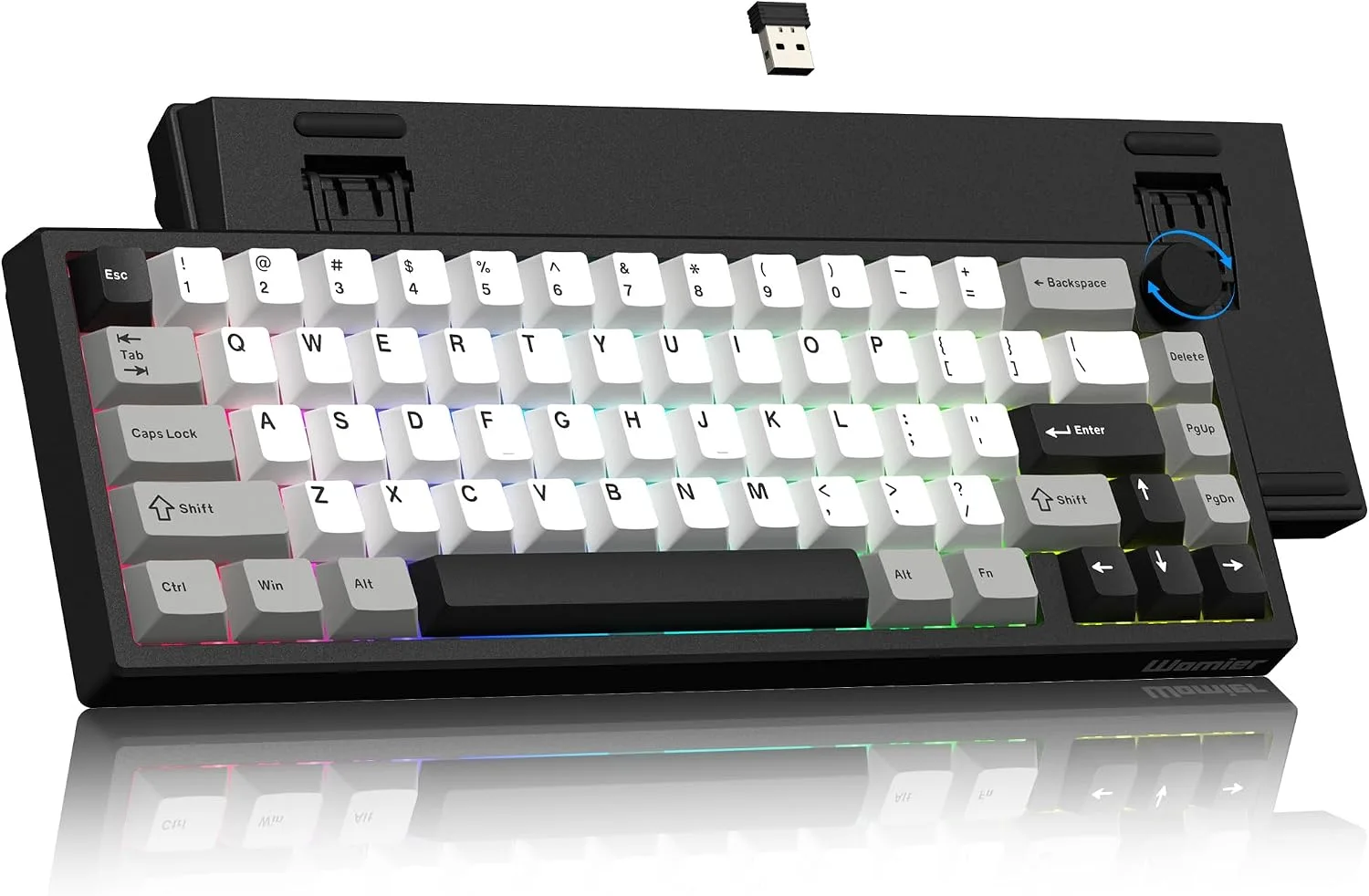 Teclado Gamer Womier Wireless 60% Mecánico con Perilla CNC
