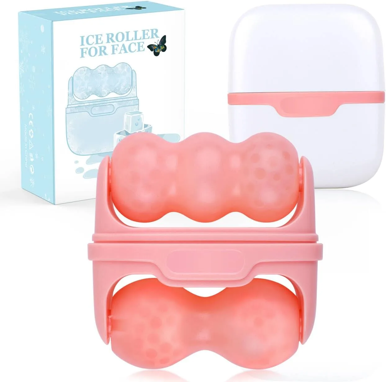 Rodillo de hielo para rostro Fronnor con doble cabezal y estuche