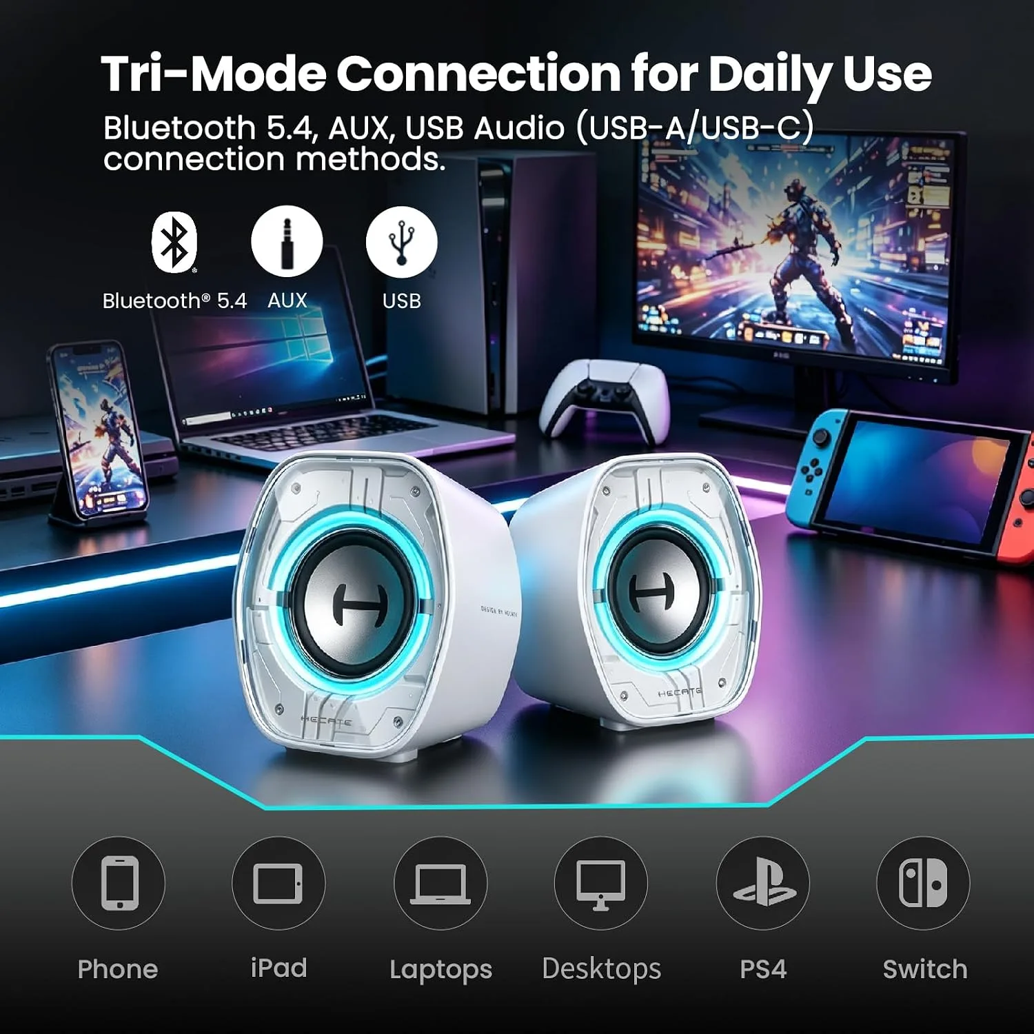 Edifier G1000 II Bluetooth Gaming Desktop Speakers, White
