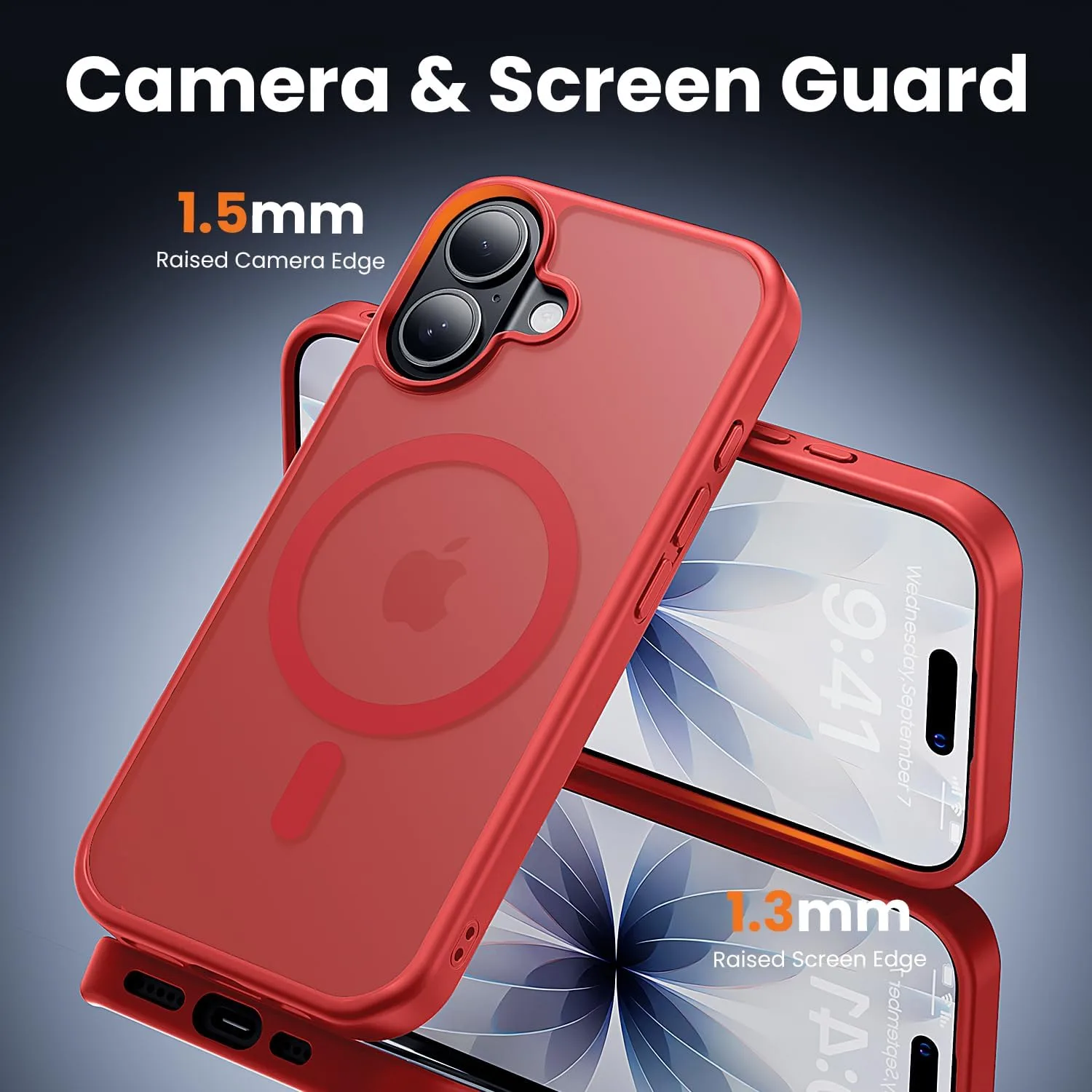toushion 3 in 1 for iPhone 17 Case Matte Red