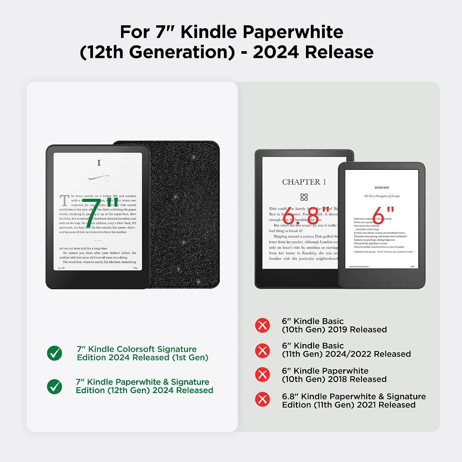 Clear Case for 7'' Kindle Paperwhite 12th Gen 2024 & Colorsoft